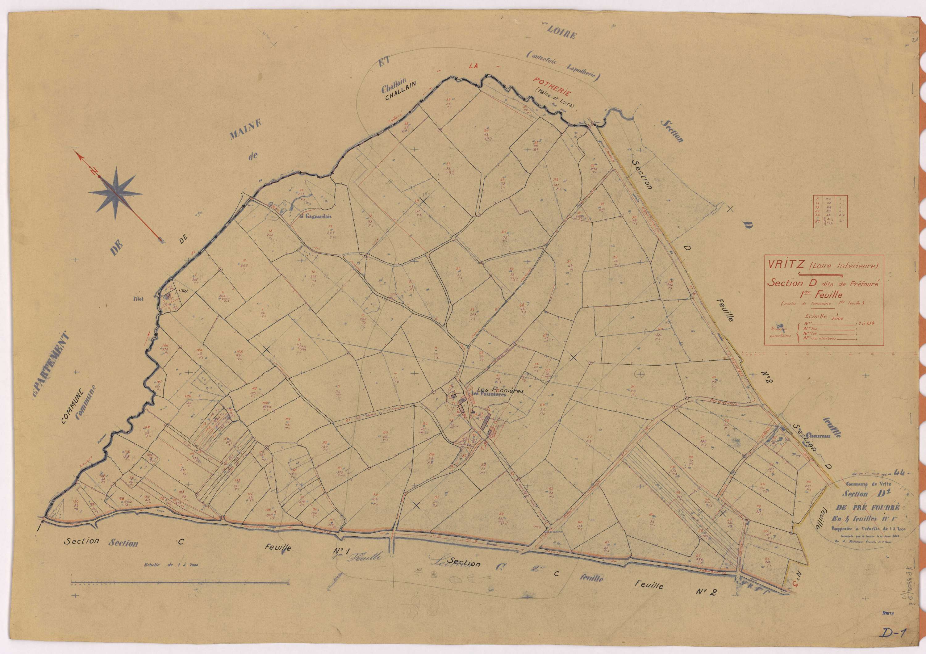 Vritz - Section D1 Préfouré (section de) ; 1-134