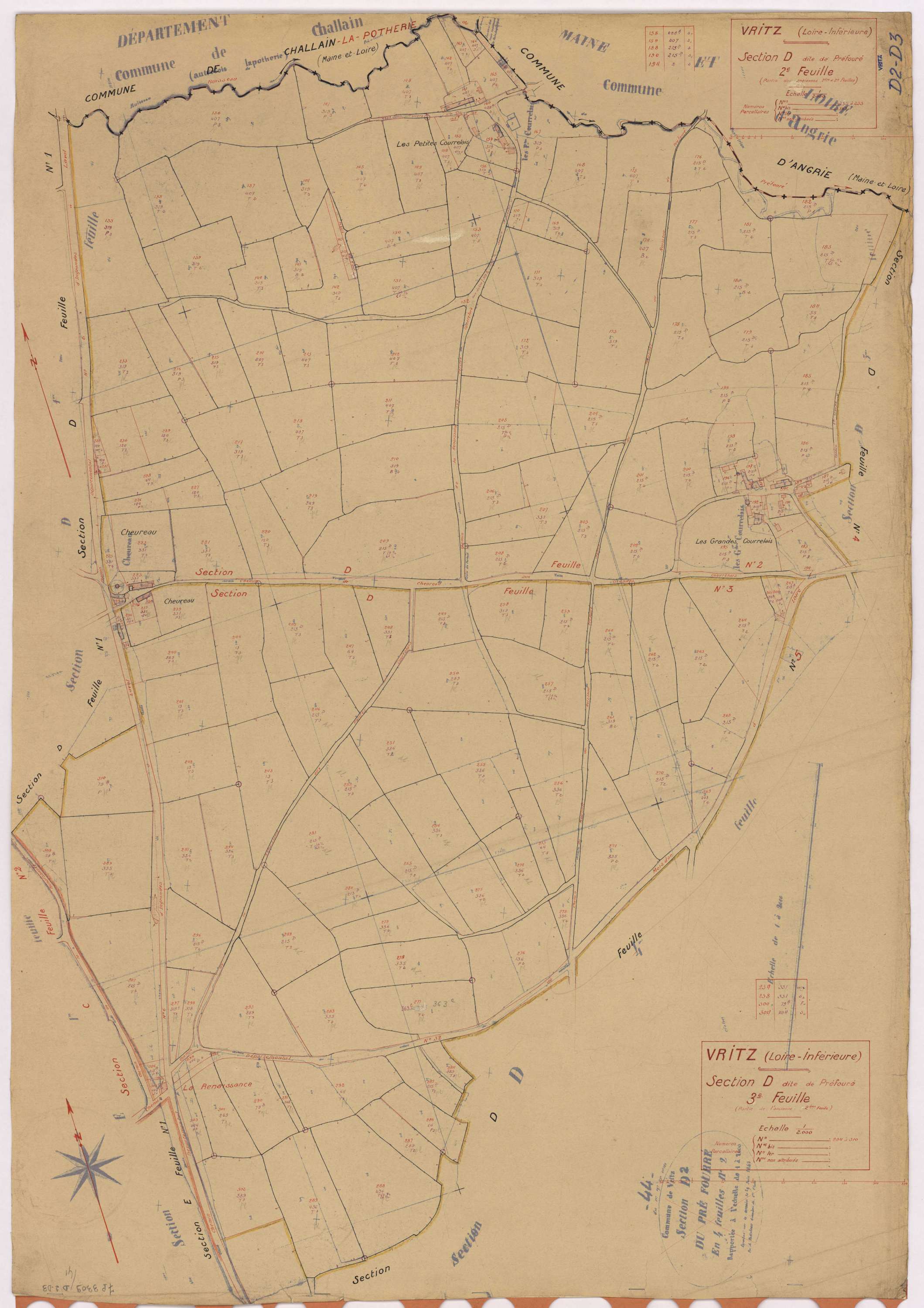 Vritz - Section D2 D3 Préfouré (section de) ; 135-233 ; 234-310