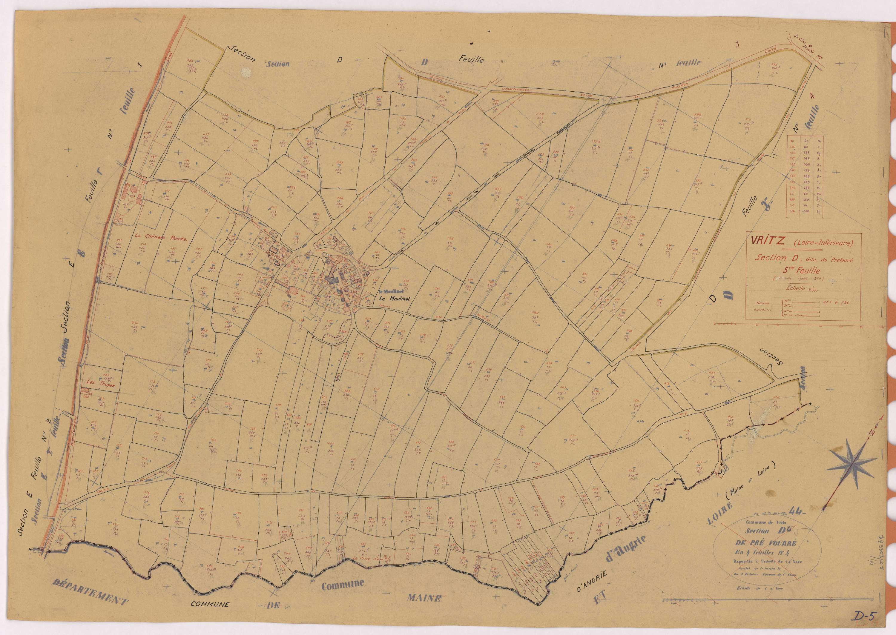 Vritz - Section D5 Préfouré (section de) ; 485-730