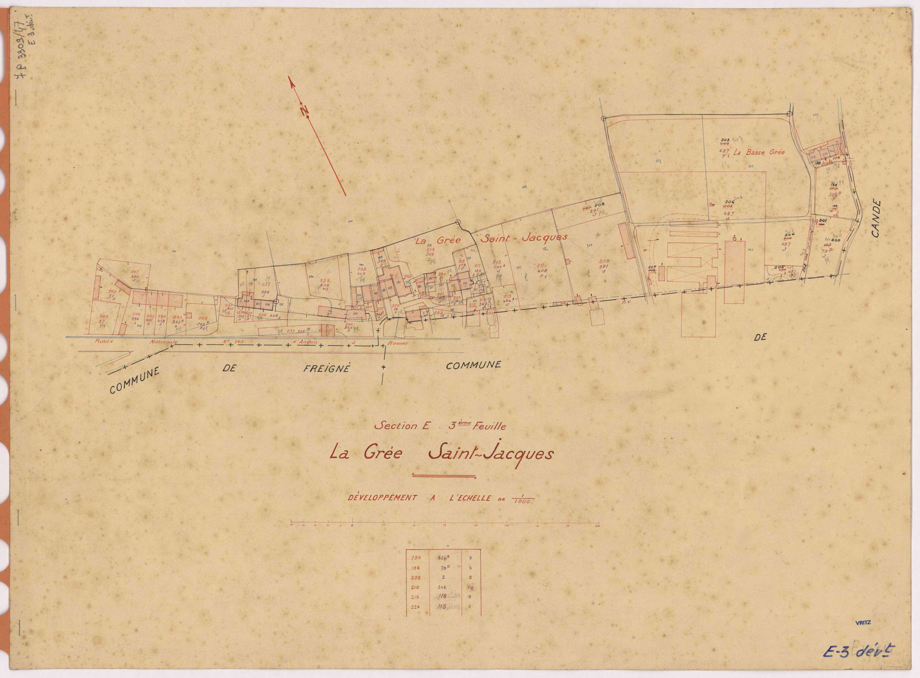 Vritz - Section E3 (développement) Bourg (section du) ; 174-264 ; développement du village de La Grée Saint-Jacques