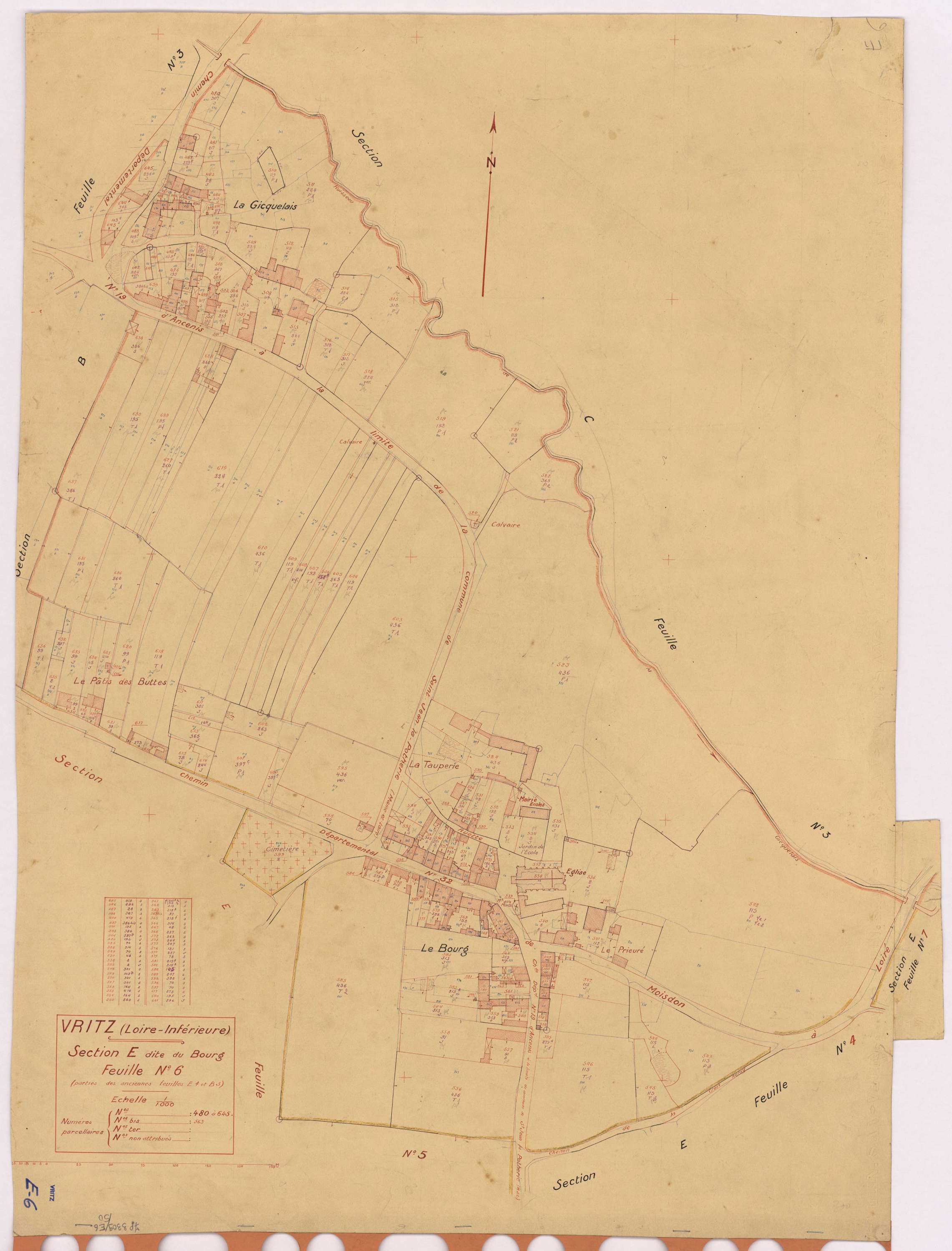 Vritz - Section E6 Bourg (section du) ; 480-645