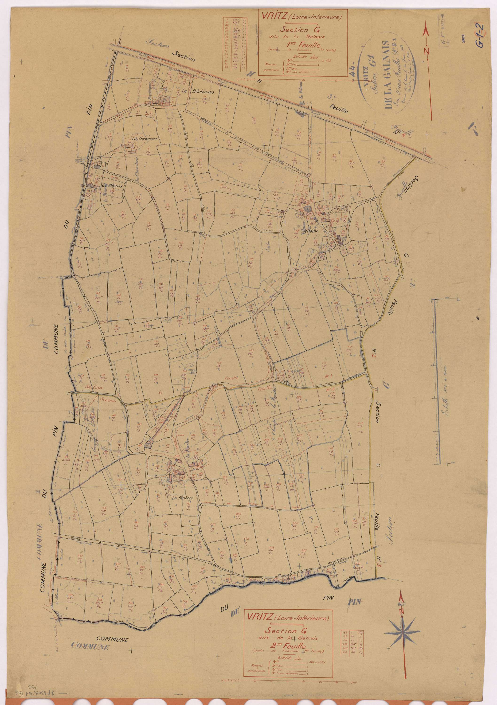Vritz - Section G1 G2 Galnais (section de La) ; 1-145 ; 146-251