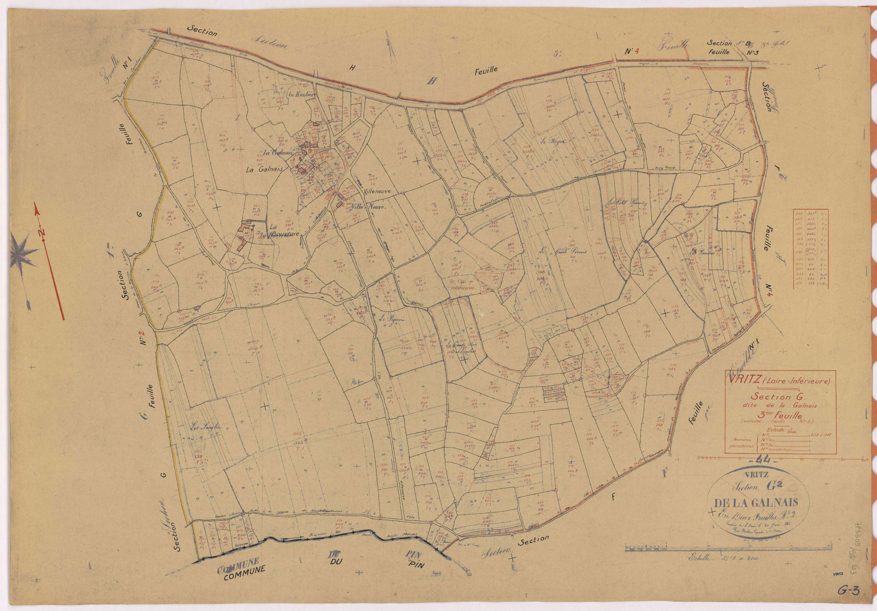 Vritz - Section G3 Galnais (section de La) ; 252-481