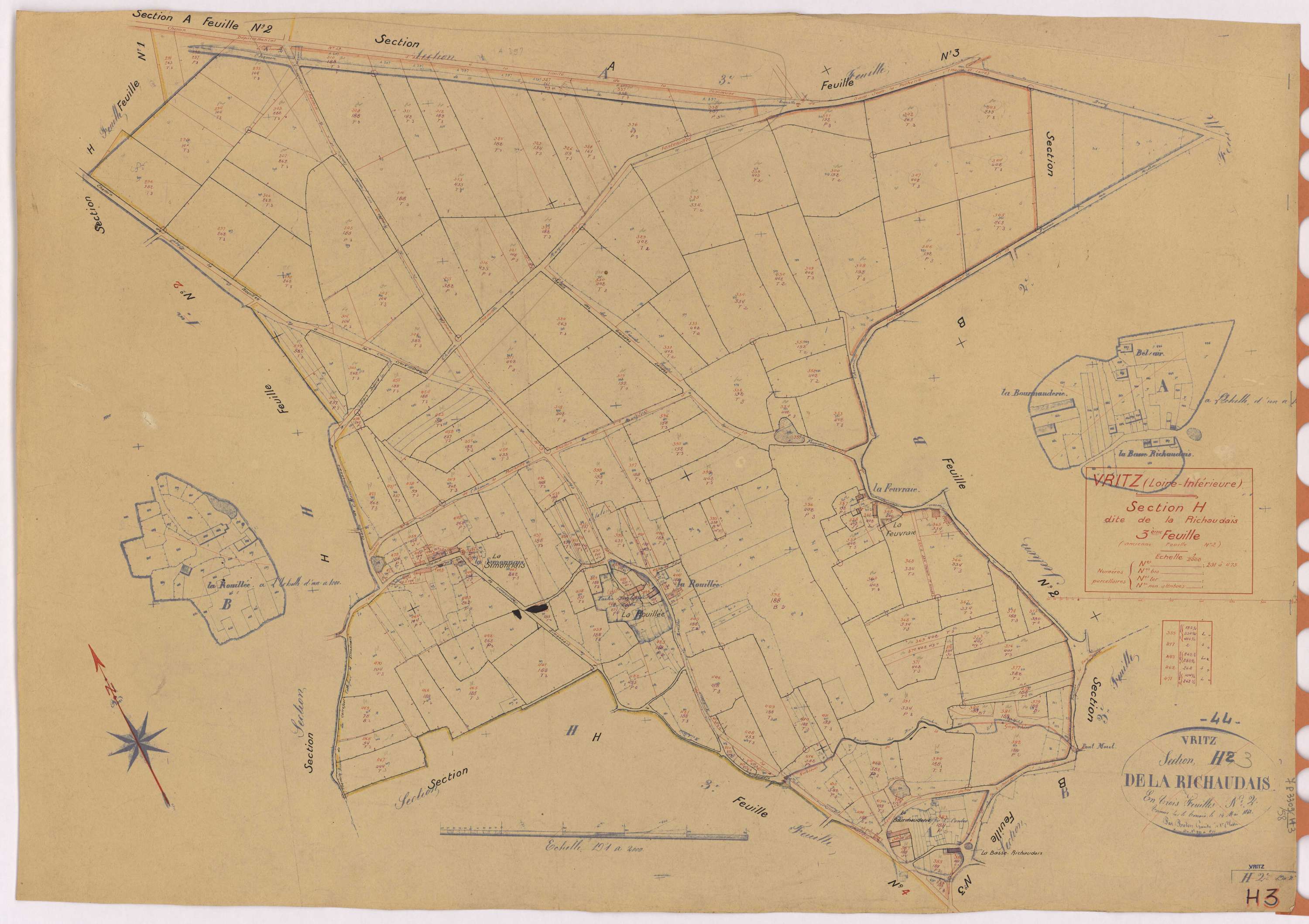 Vritz - Section H3 Richaudais (section de La) ; 291-473