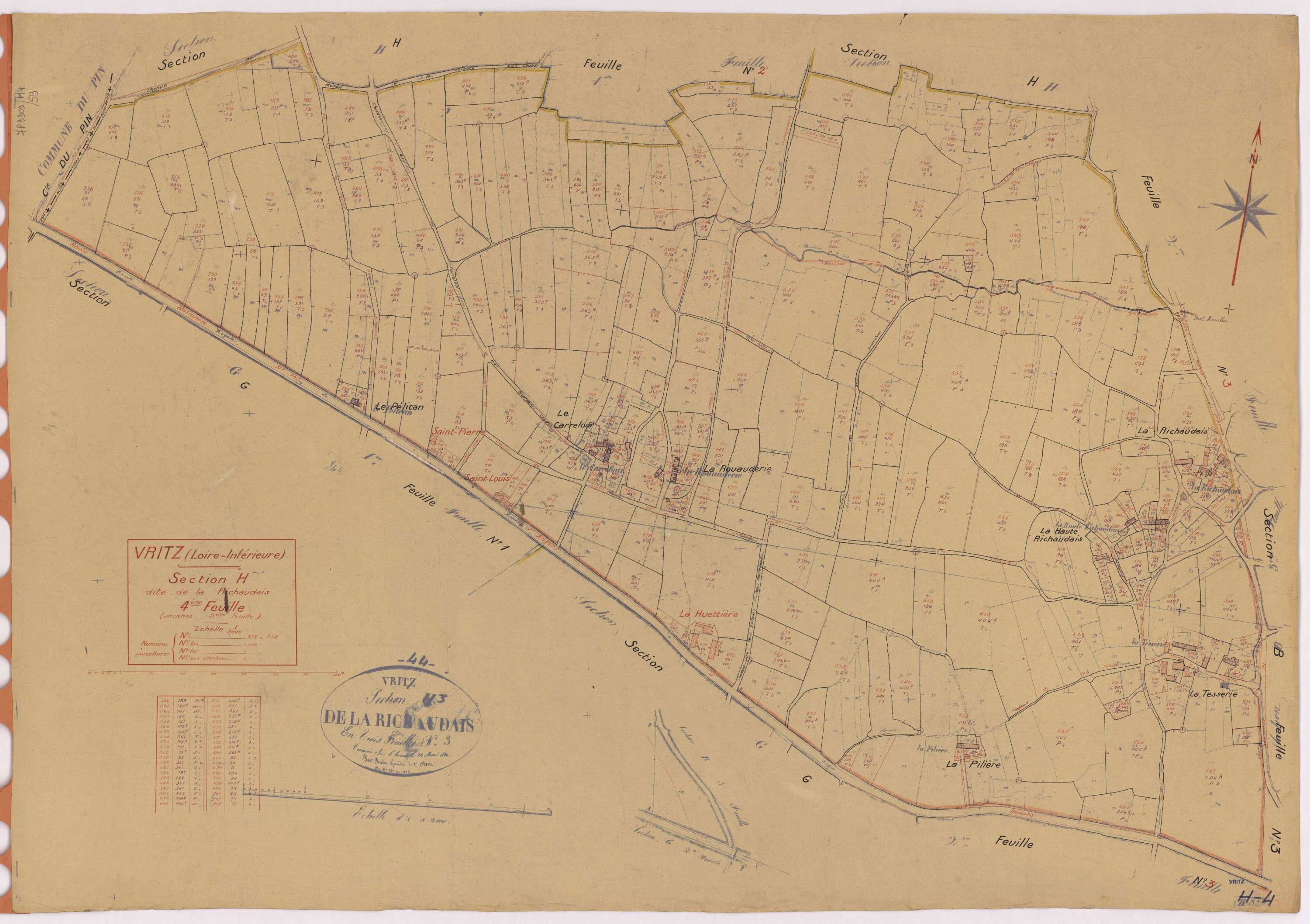 Vritz - Section H4 Richaudais (section de La) ; 474-738