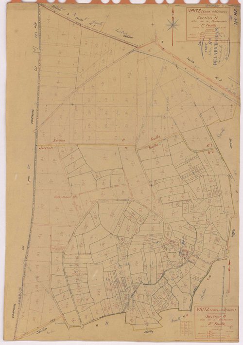 Vritz - Section H1 H2 Richaudais (section de La) ; 1-61 ; 62-290