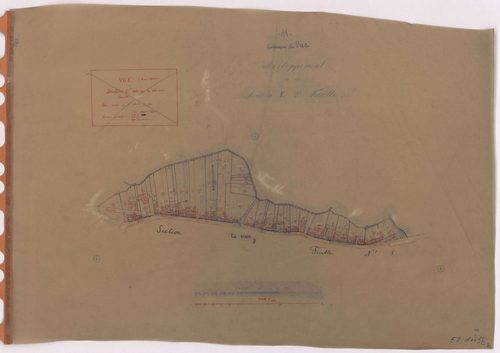 Vue - Section E2 (développement) Claverie (section de La) ; 694-998 ; développement de la quatrième partie du Bourg