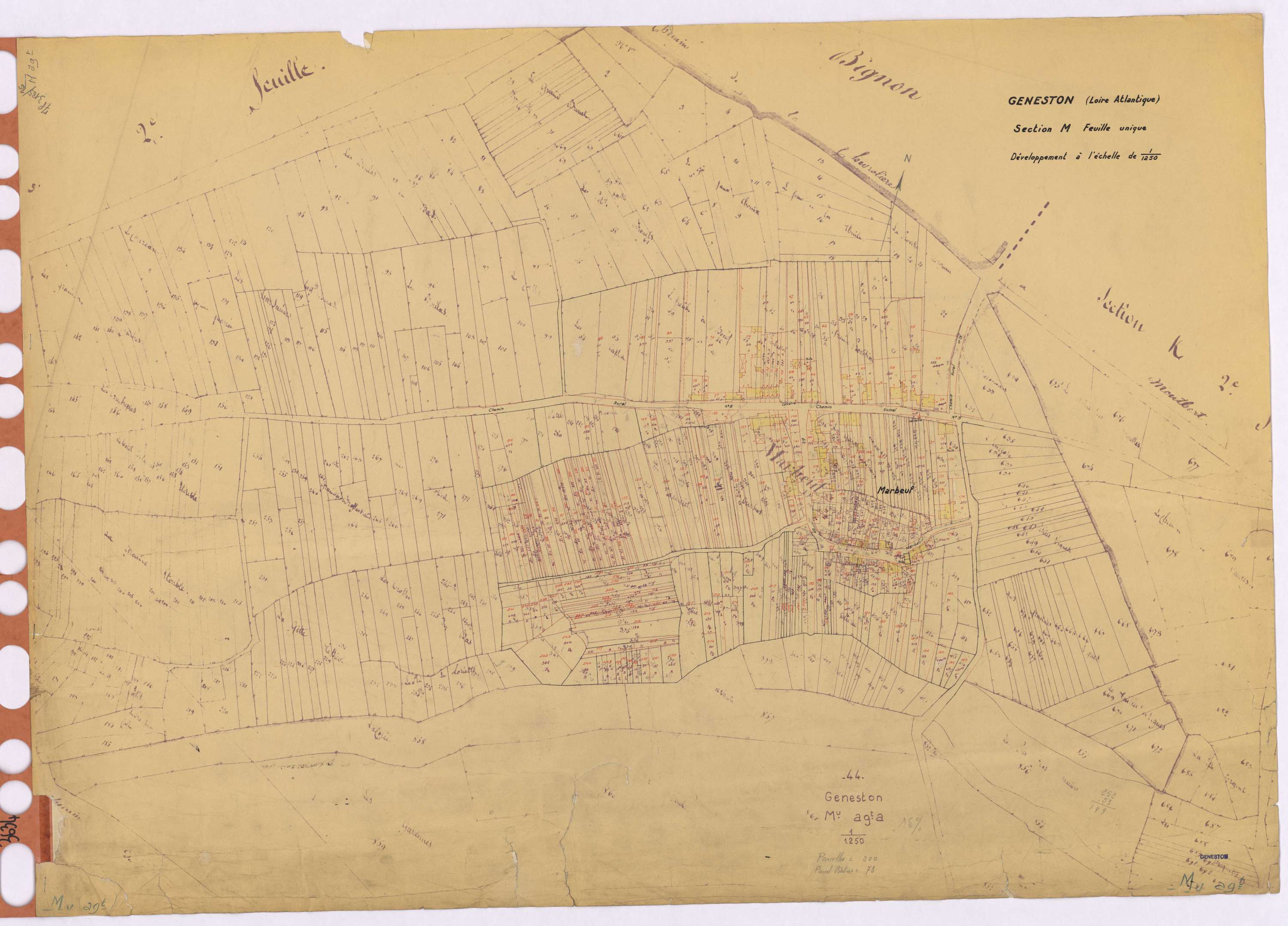 Geneston - Section M (développement) Marbeuf (section de) ; 1-451 ; développement du village de Marbeuf