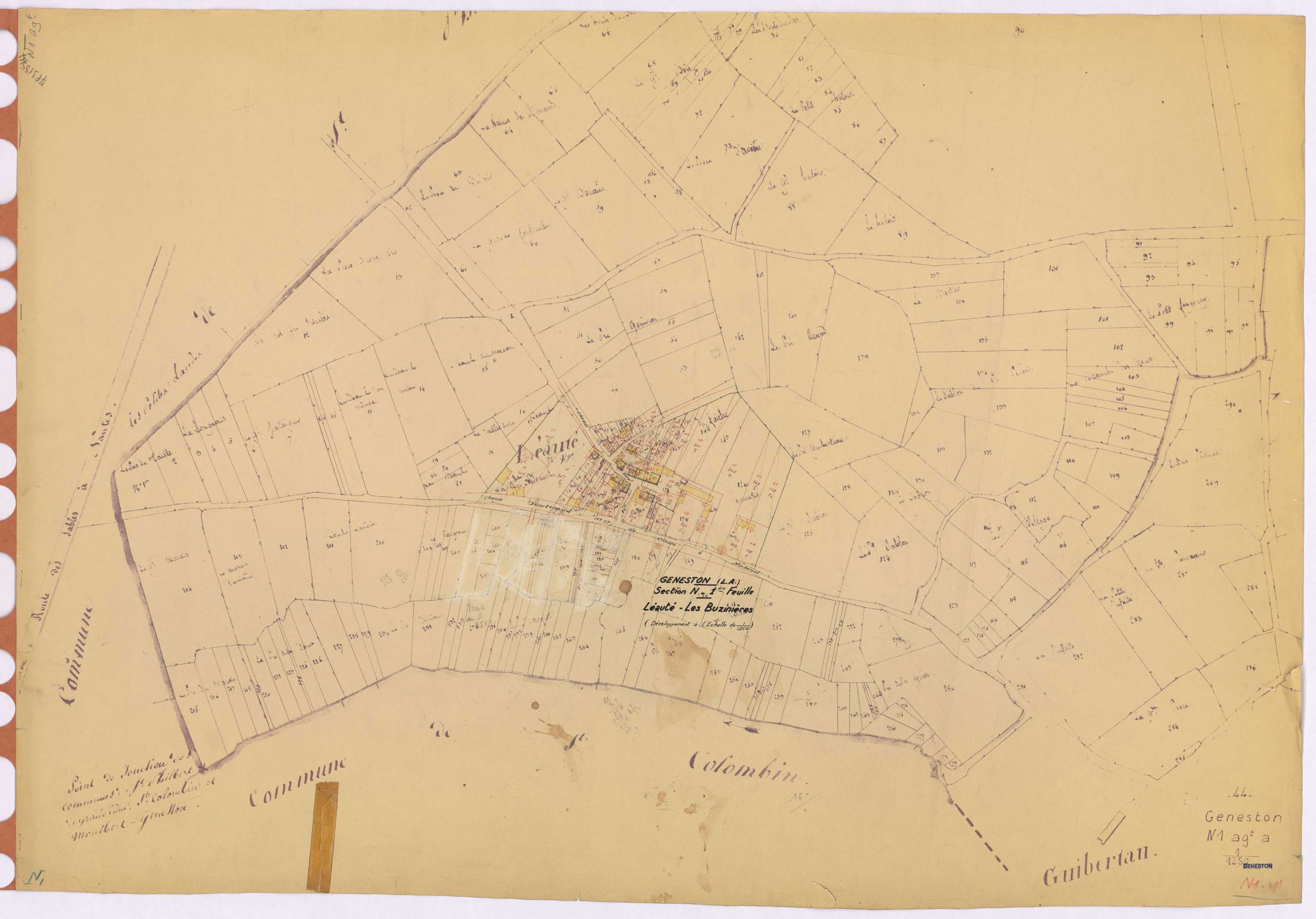 Geneston - Section N1 (développement) Léauté (section de) ; 1-237 ; développement du village des Buzinières