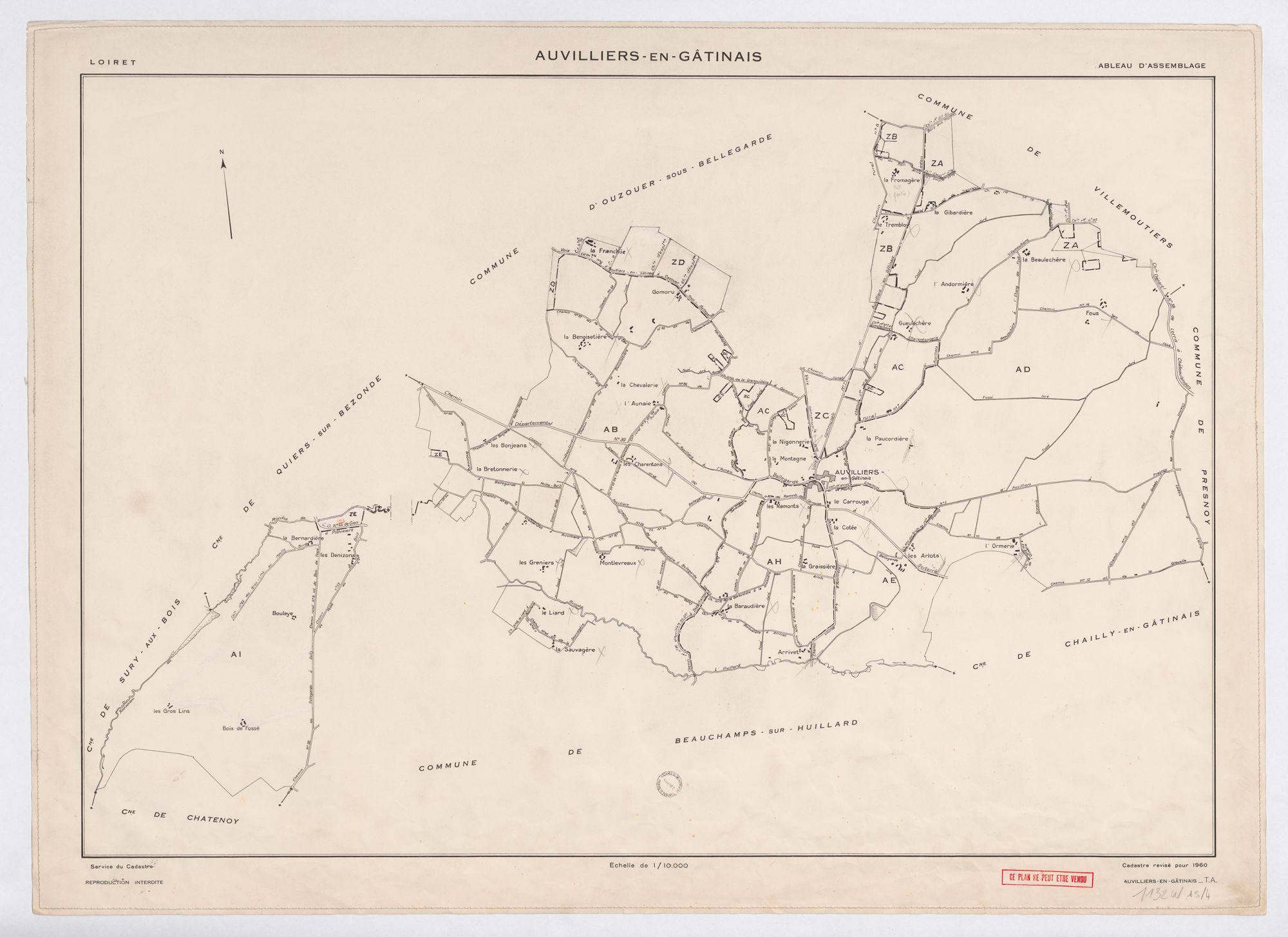 Auvilliers-en-Gâtinais - Tableau d'assemblage