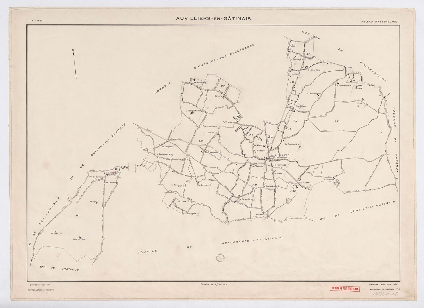 Auvilliers-en-Gâtinais - Tableau d'assemblage