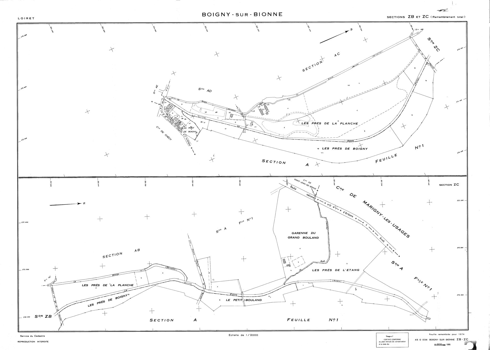 Boigny-sur-Bionne - Sections