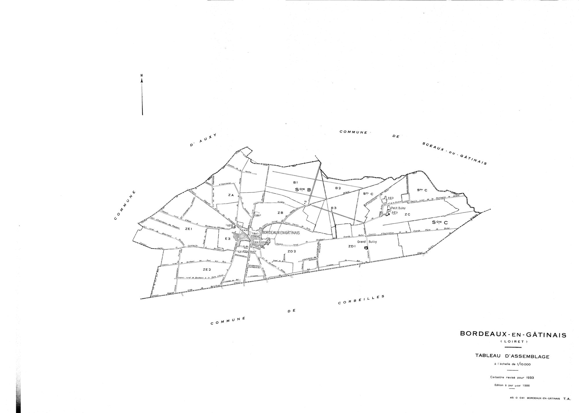 Bordeaux-en-Gâtinais - Tableau d'assemblage
