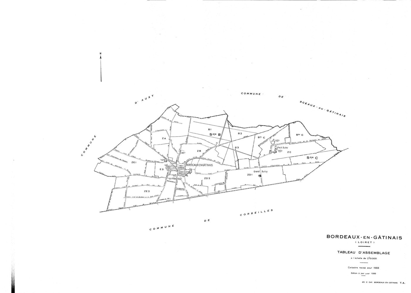 Bordeaux-en-Gâtinais - Tableau d'assemblage