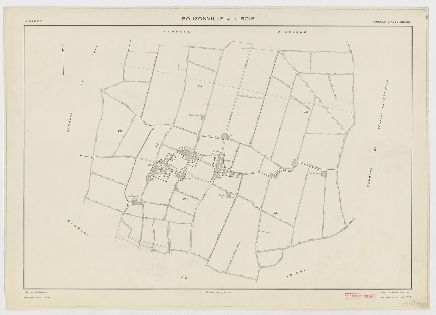 Bouzonville-aux-Bois - Tableau d'assemblage