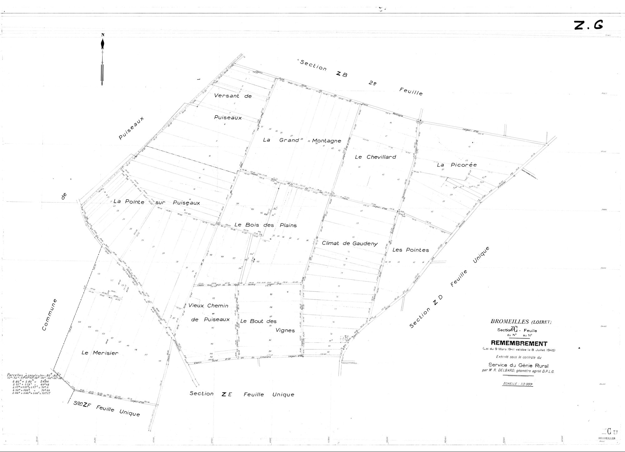 Bromeilles - Sections