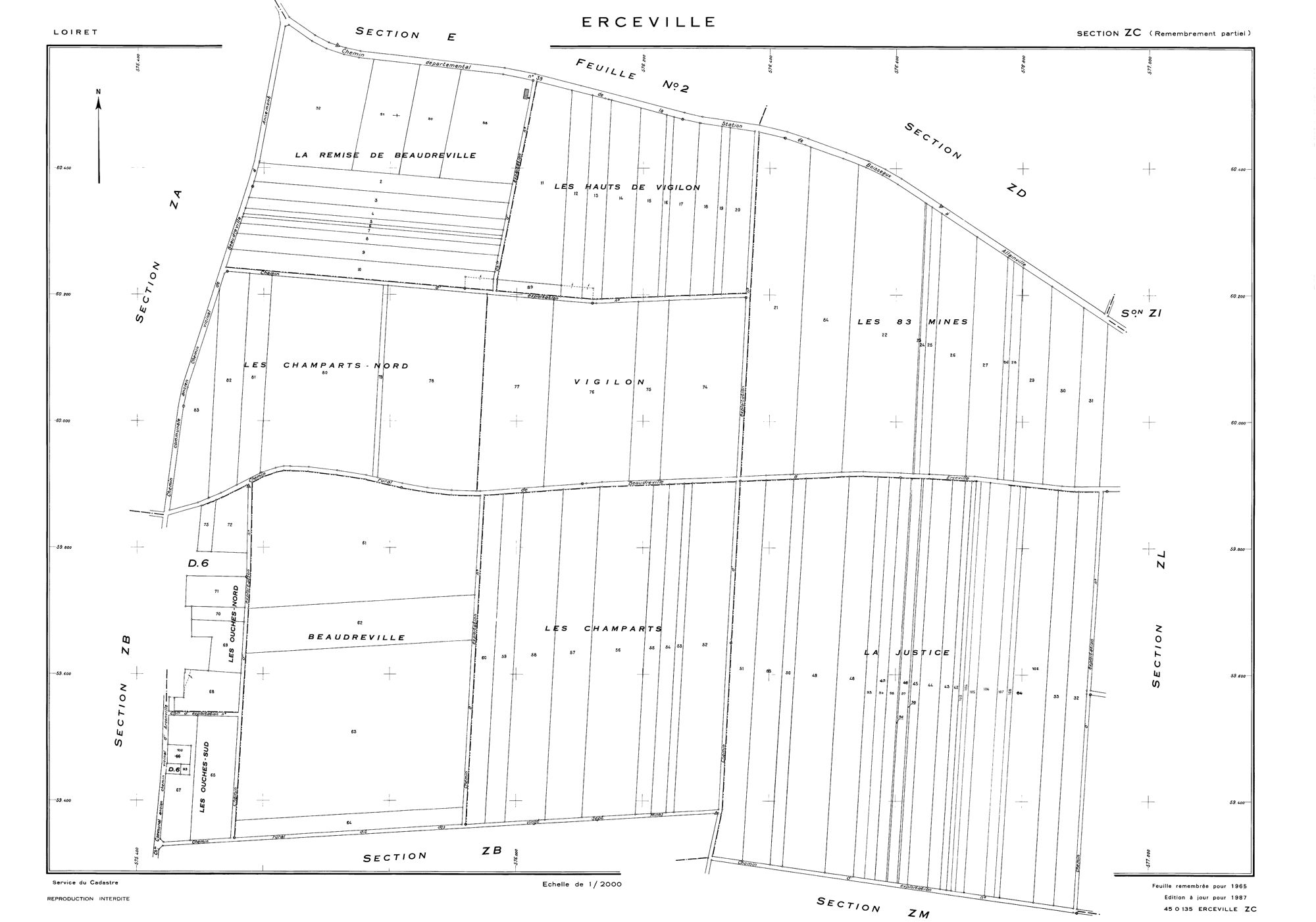 Erceville - Sections