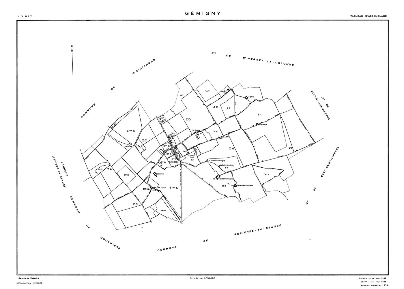 Gémigny - Tableau d'assemblage