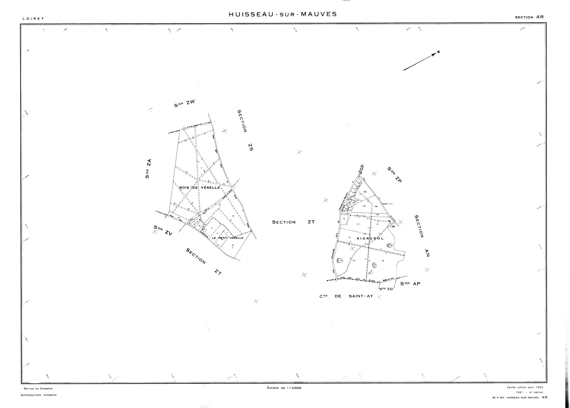 Huisseau-sur-Mauves - Sections