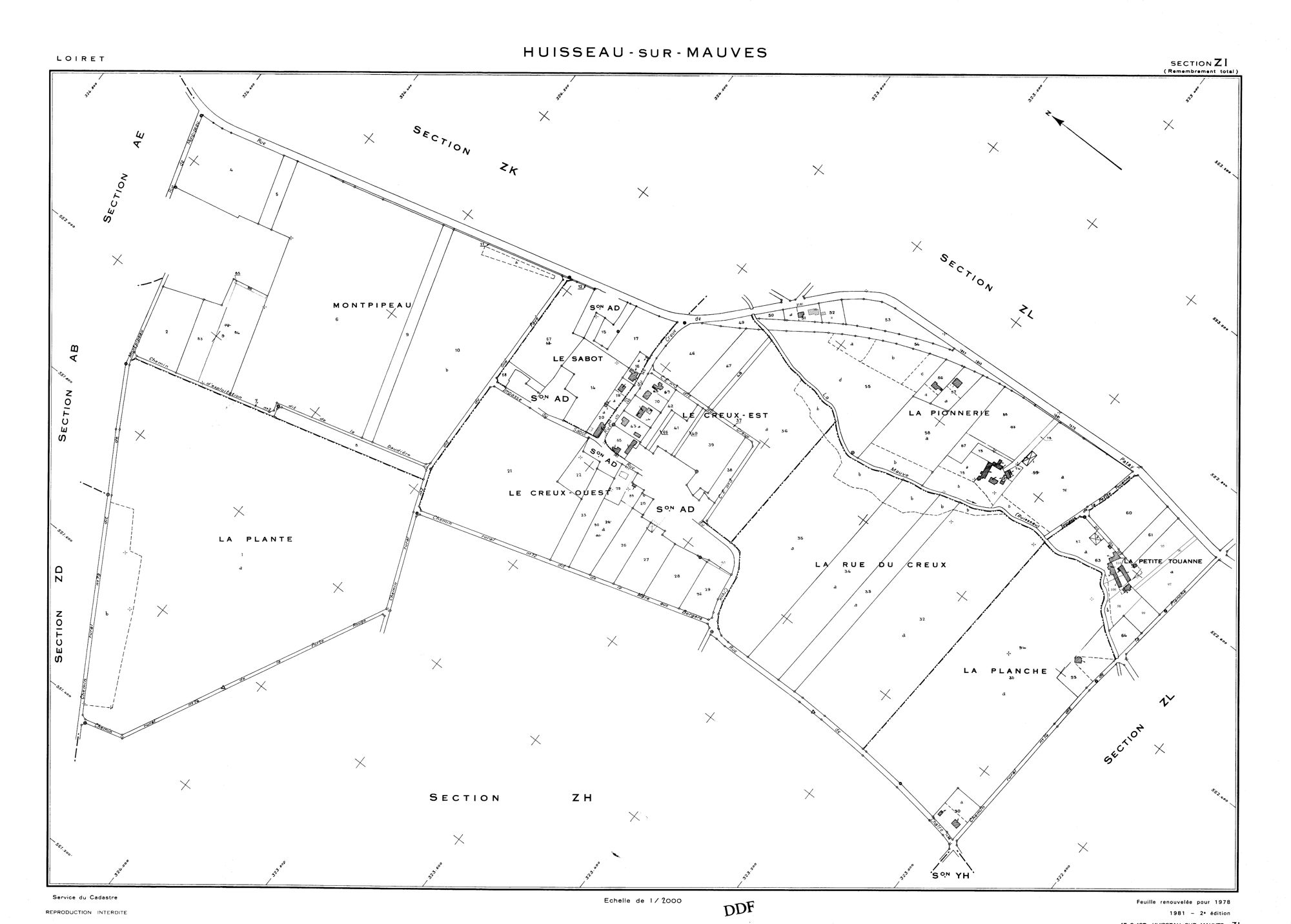 Huisseau-sur-Mauves - Sections