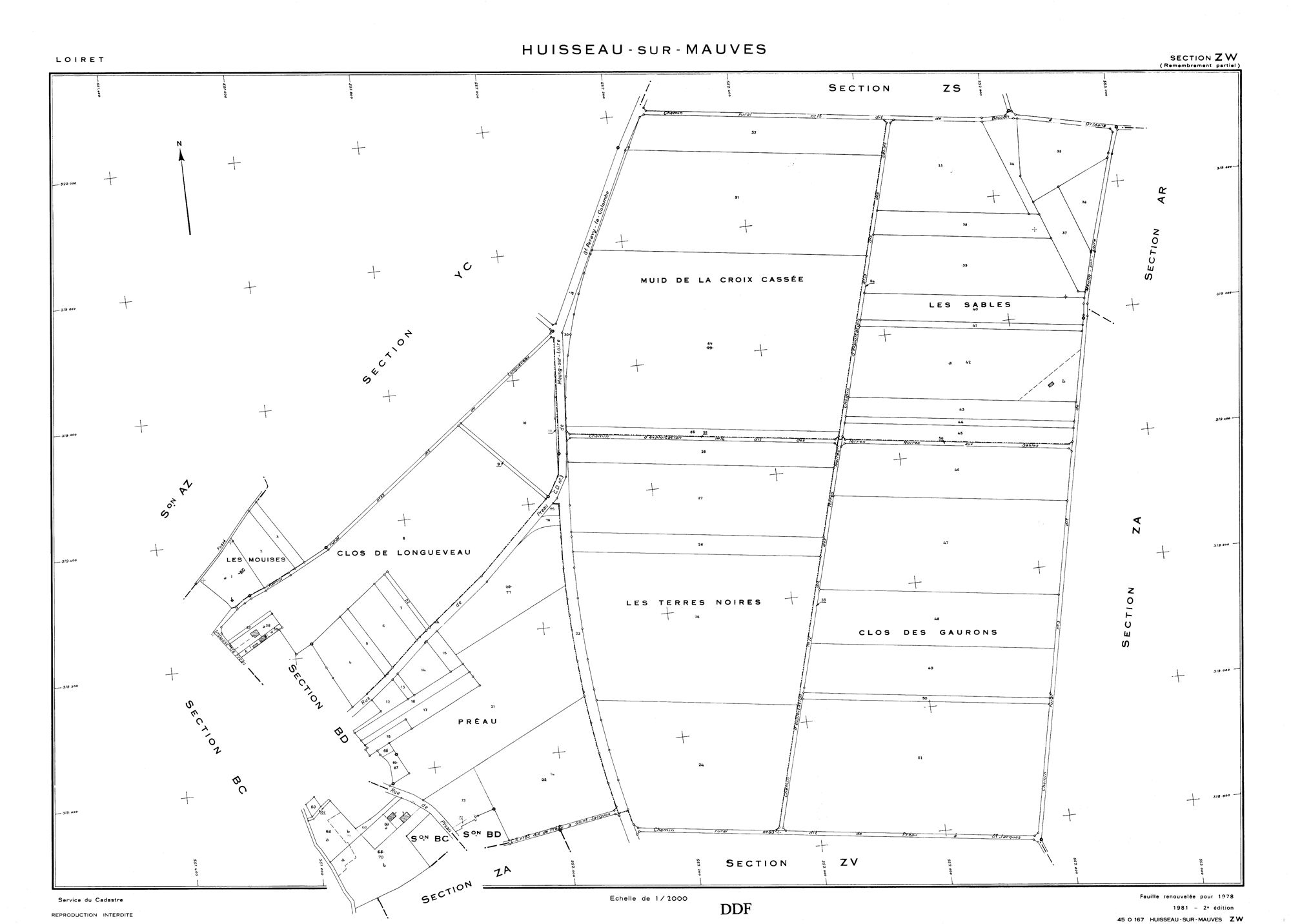 Huisseau-sur-Mauves - Sections