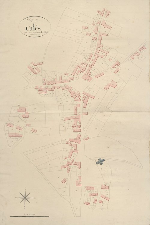 section A de Calès, 2ème feuille, développement du village