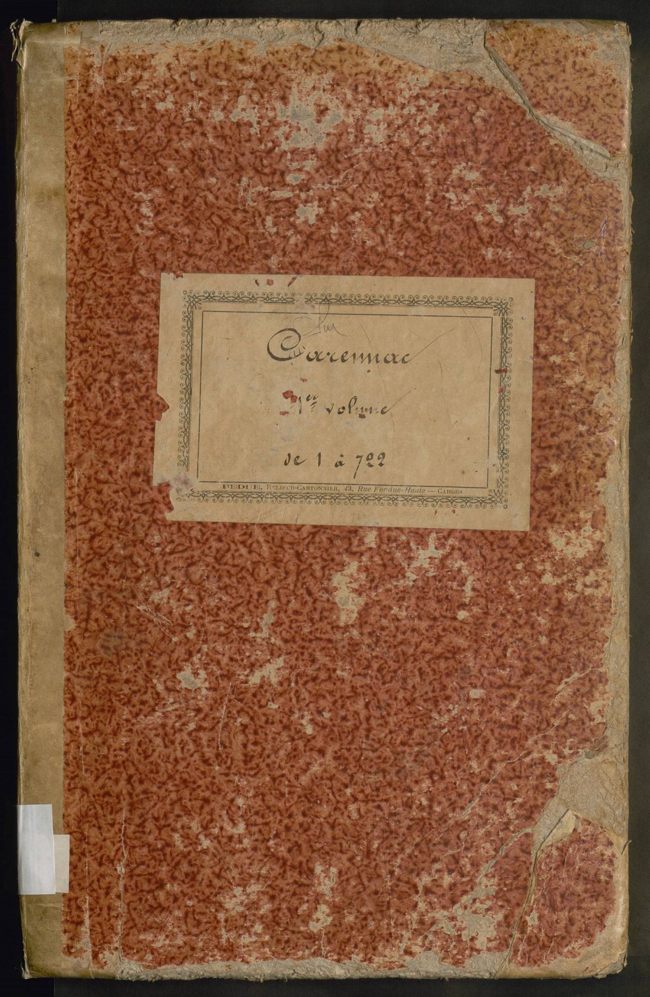 Folios 1-722. Augmentations et diminutions (1857-1913)