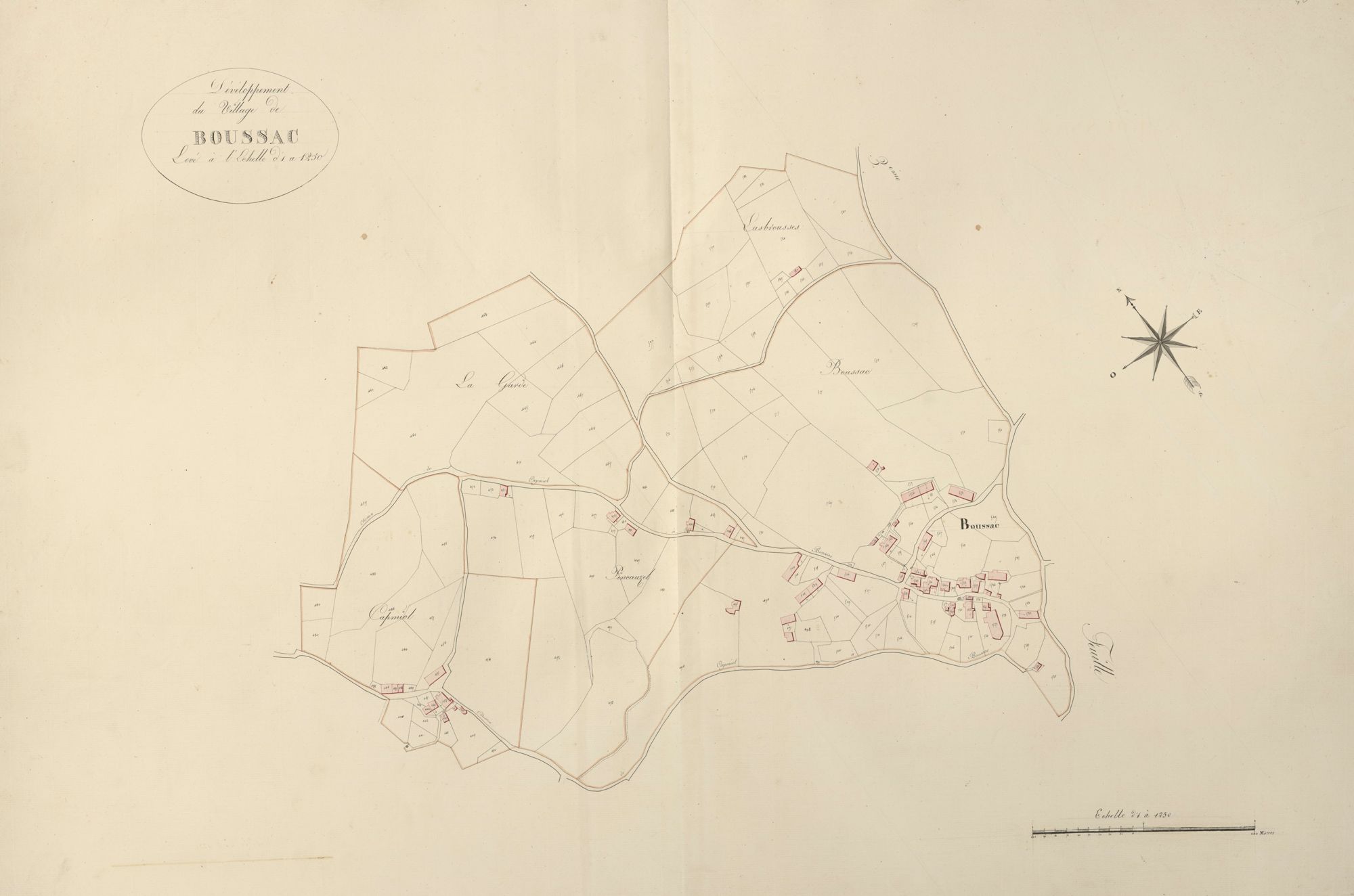 section F de Boussac, 2ème feuille, développement du village