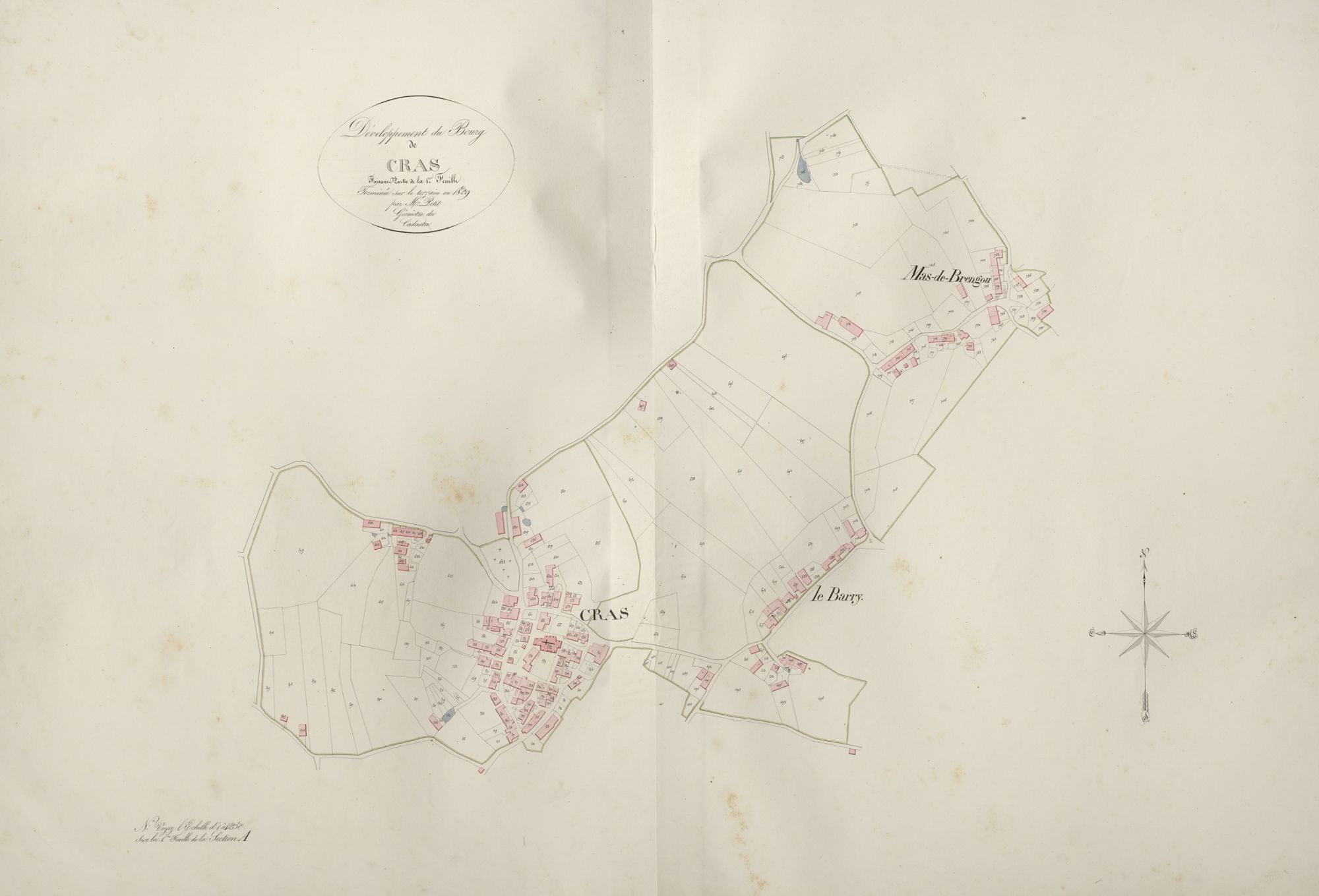 section C de Cras, 1ère feuille, développement du village