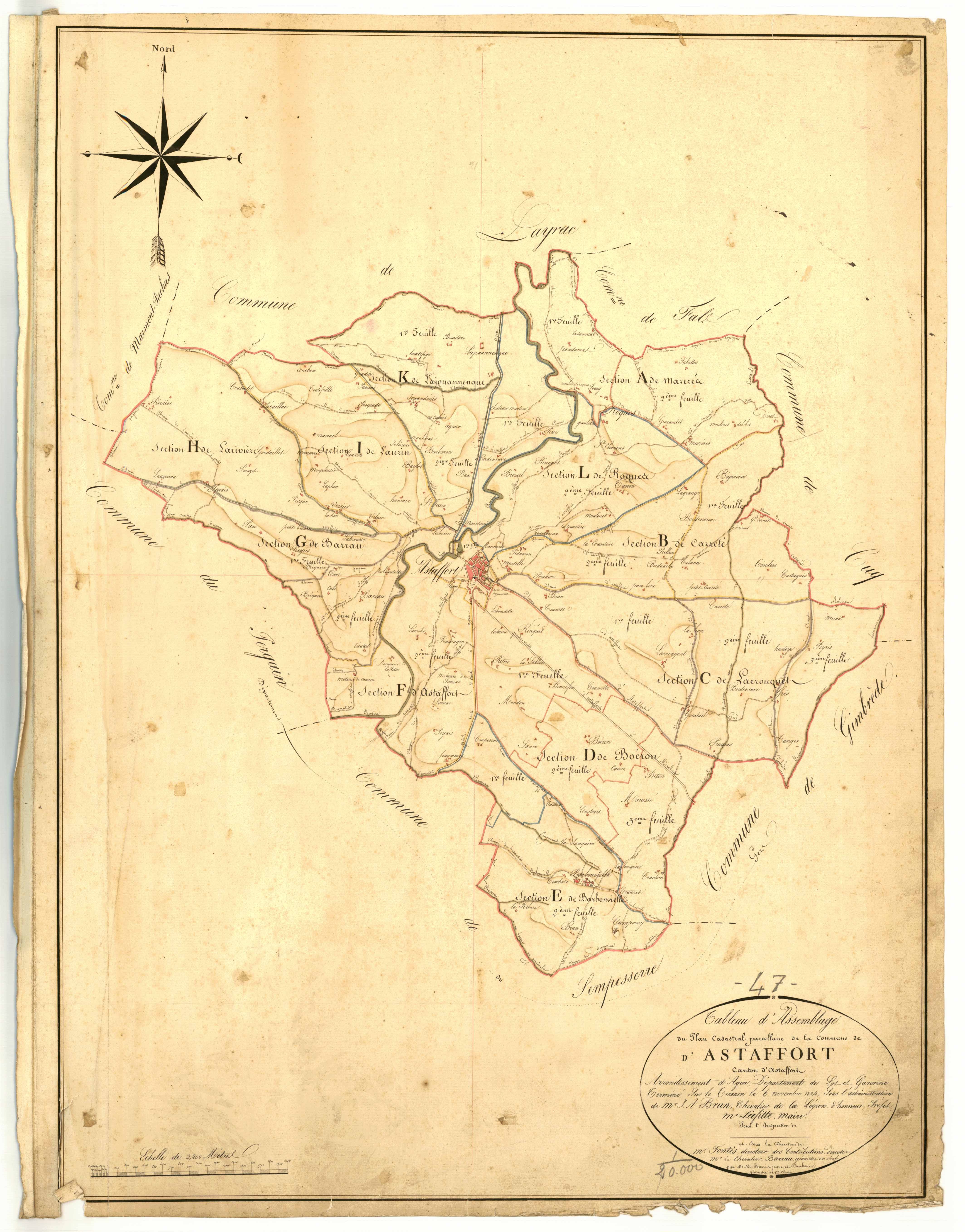 Plan napoléonien, atlas-Tableau d'assemblage, Astaffort