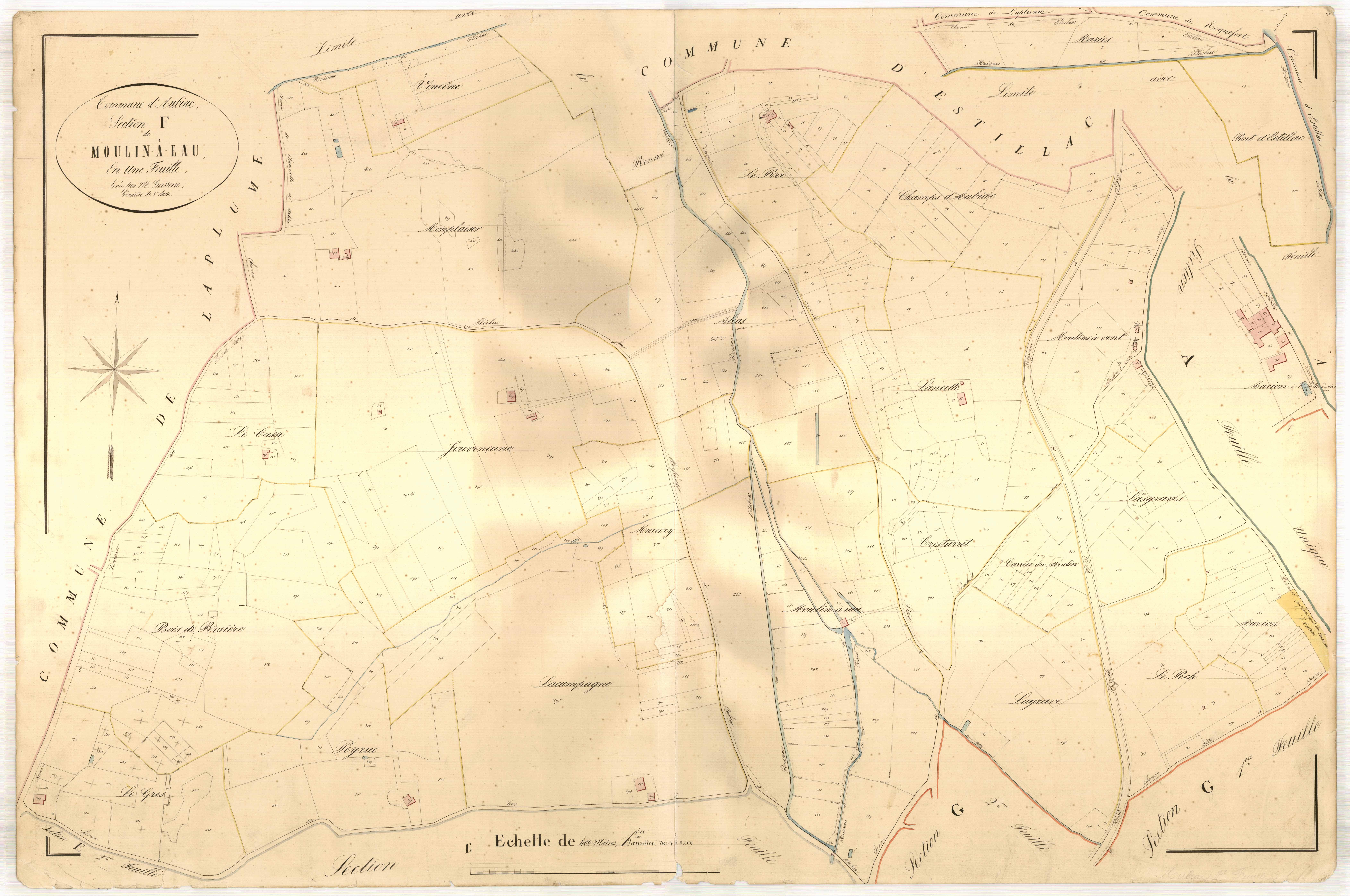 Plan napoléonien, atlas-F Moulin-à-Eau, Aubiac