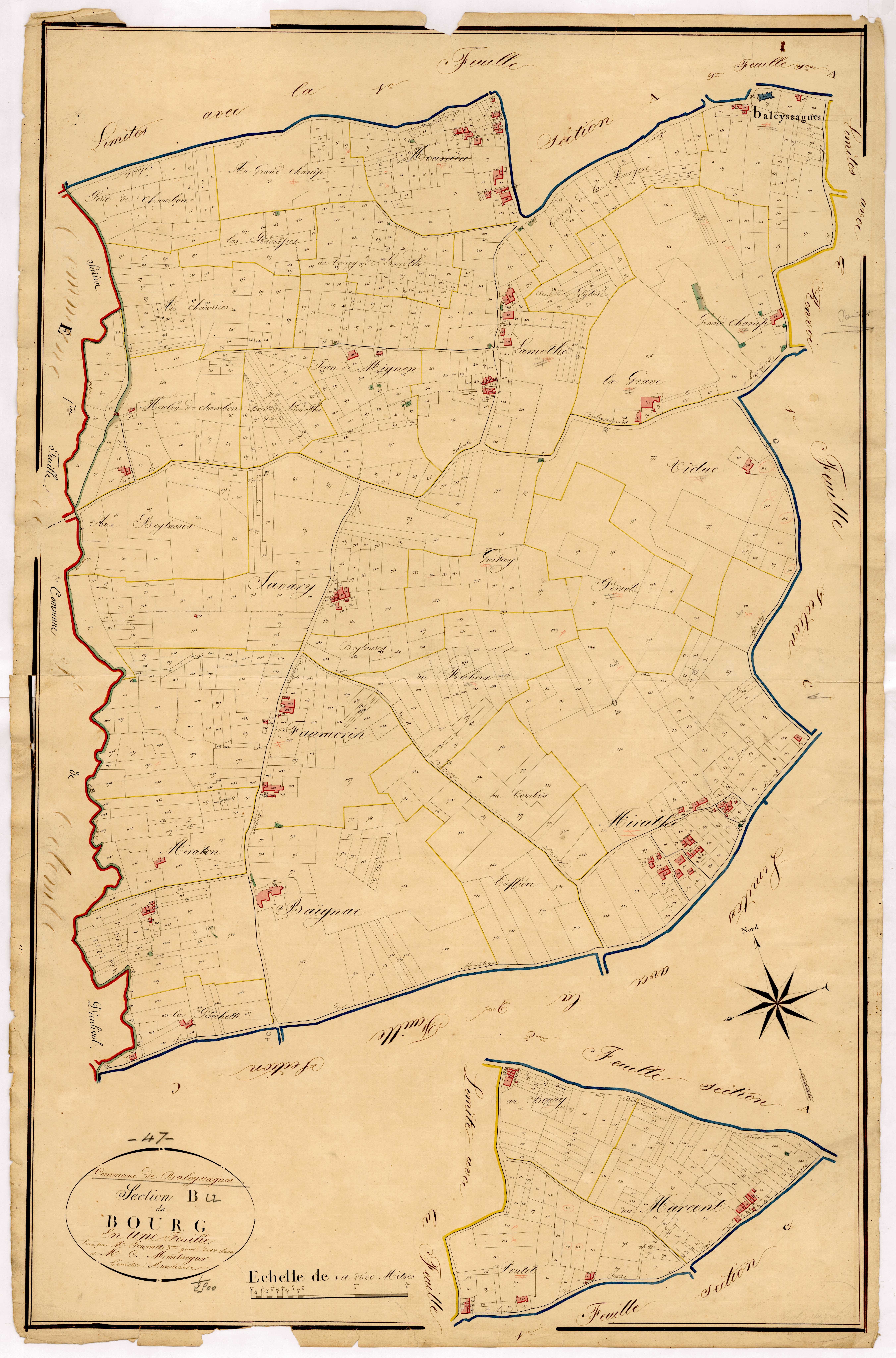 Plan napoléonien, atlas-B Le Bourg, Baleyssagues