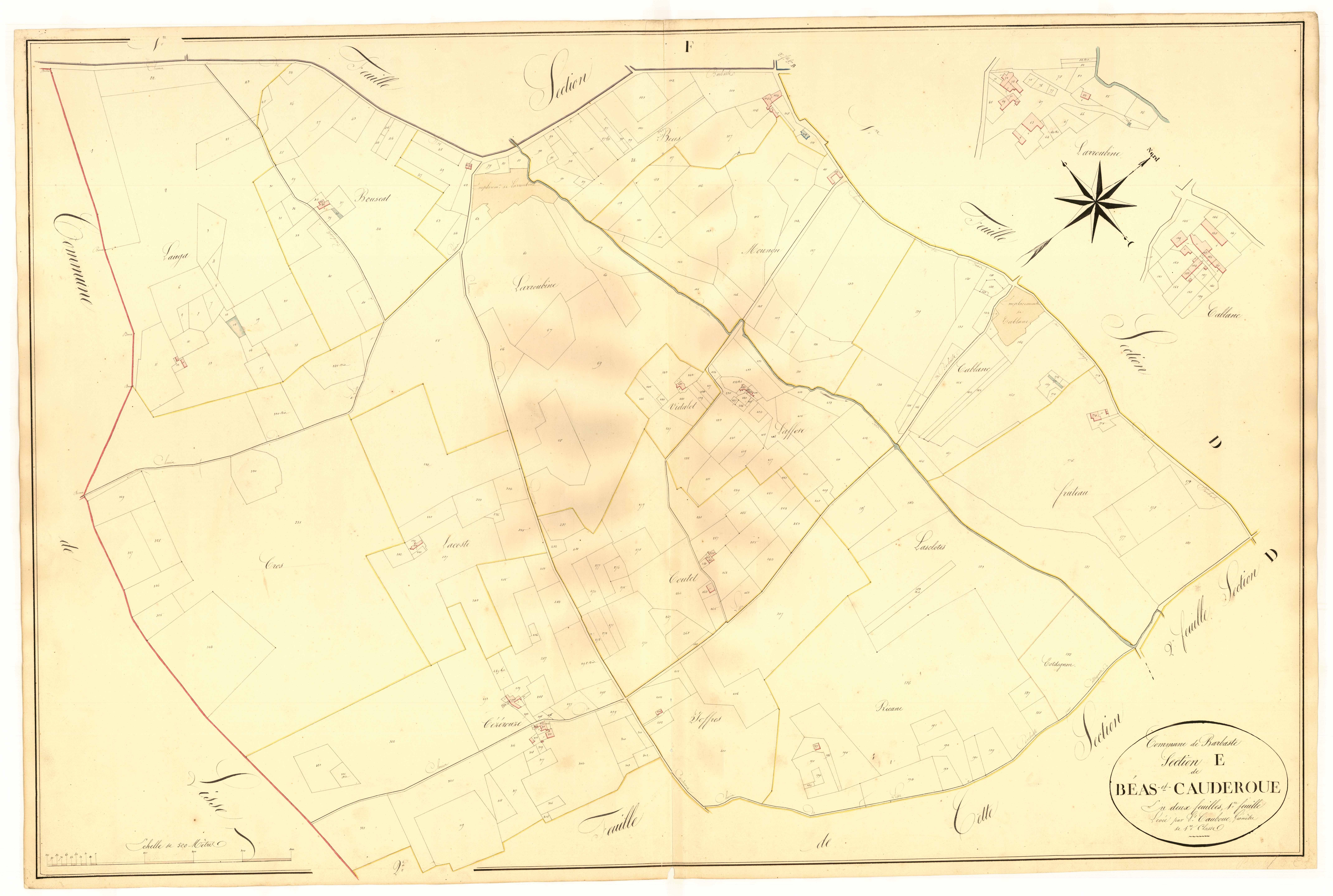 Plan napoléonien, atlas-E1 Béas et Cauderoue, Barbaste