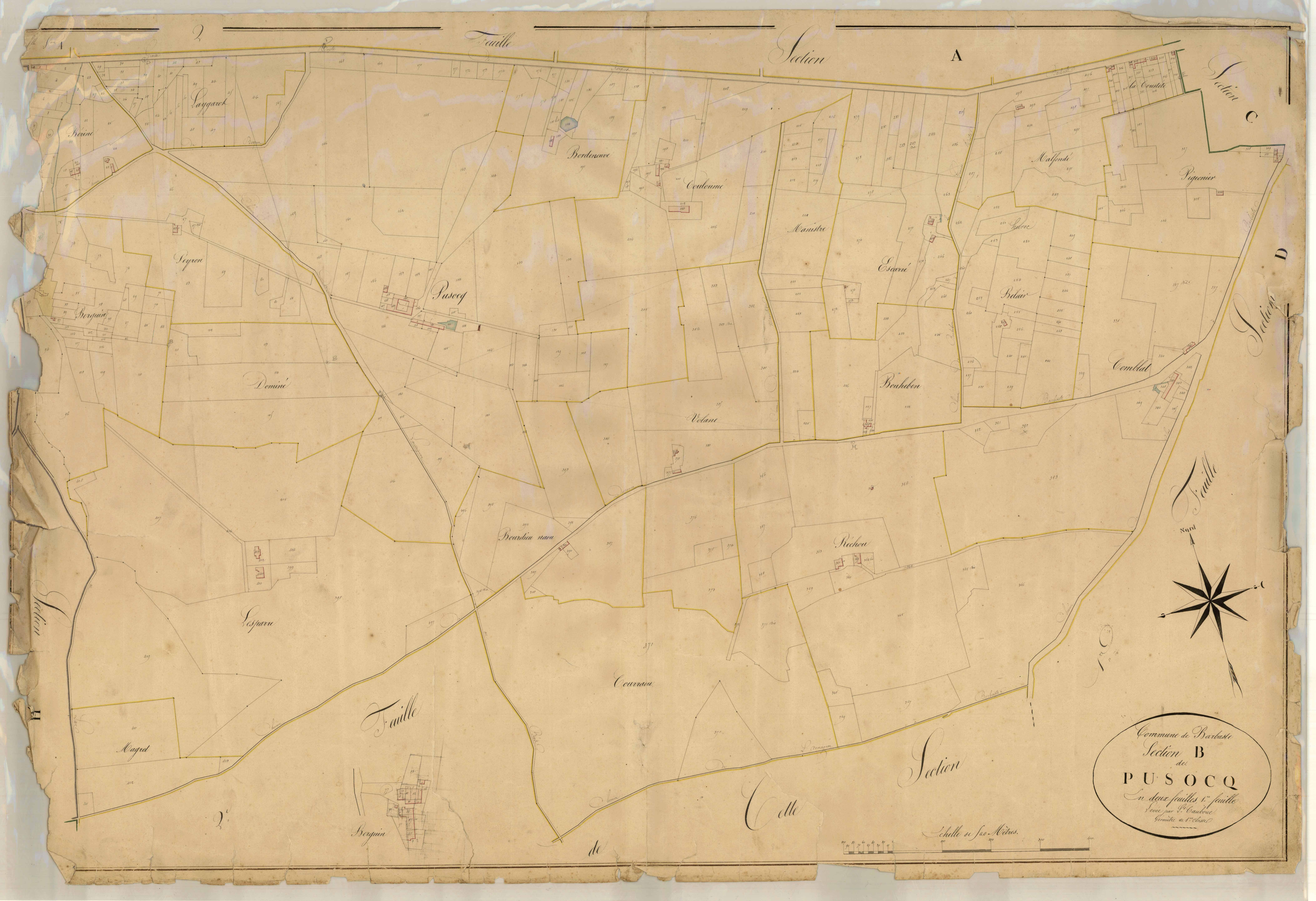 Plan napoléonien, atlas-B1 Pusocq, Barbaste