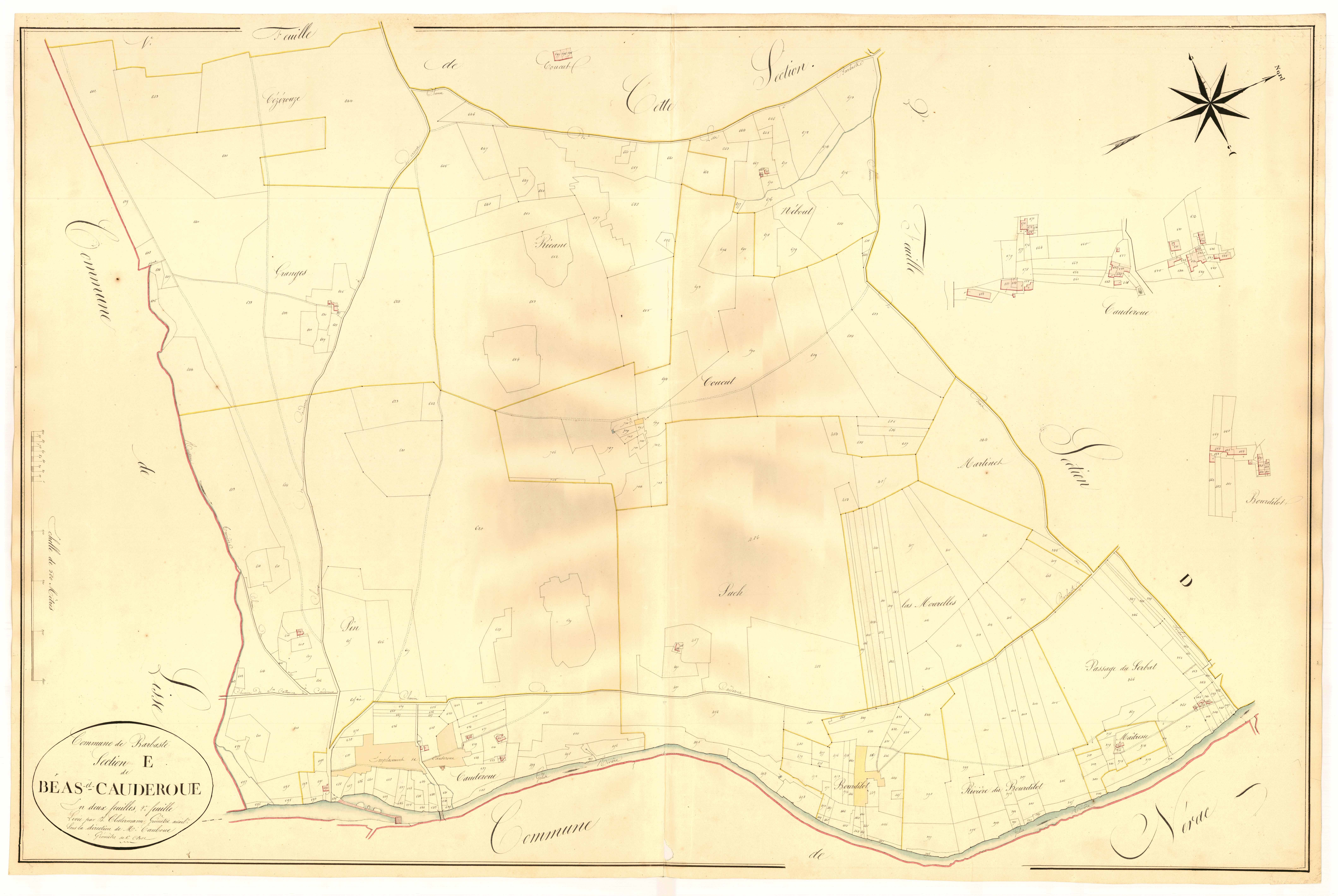 Plan napoléonien, atlas-E2 Béas et Cauderoue, Barbaste