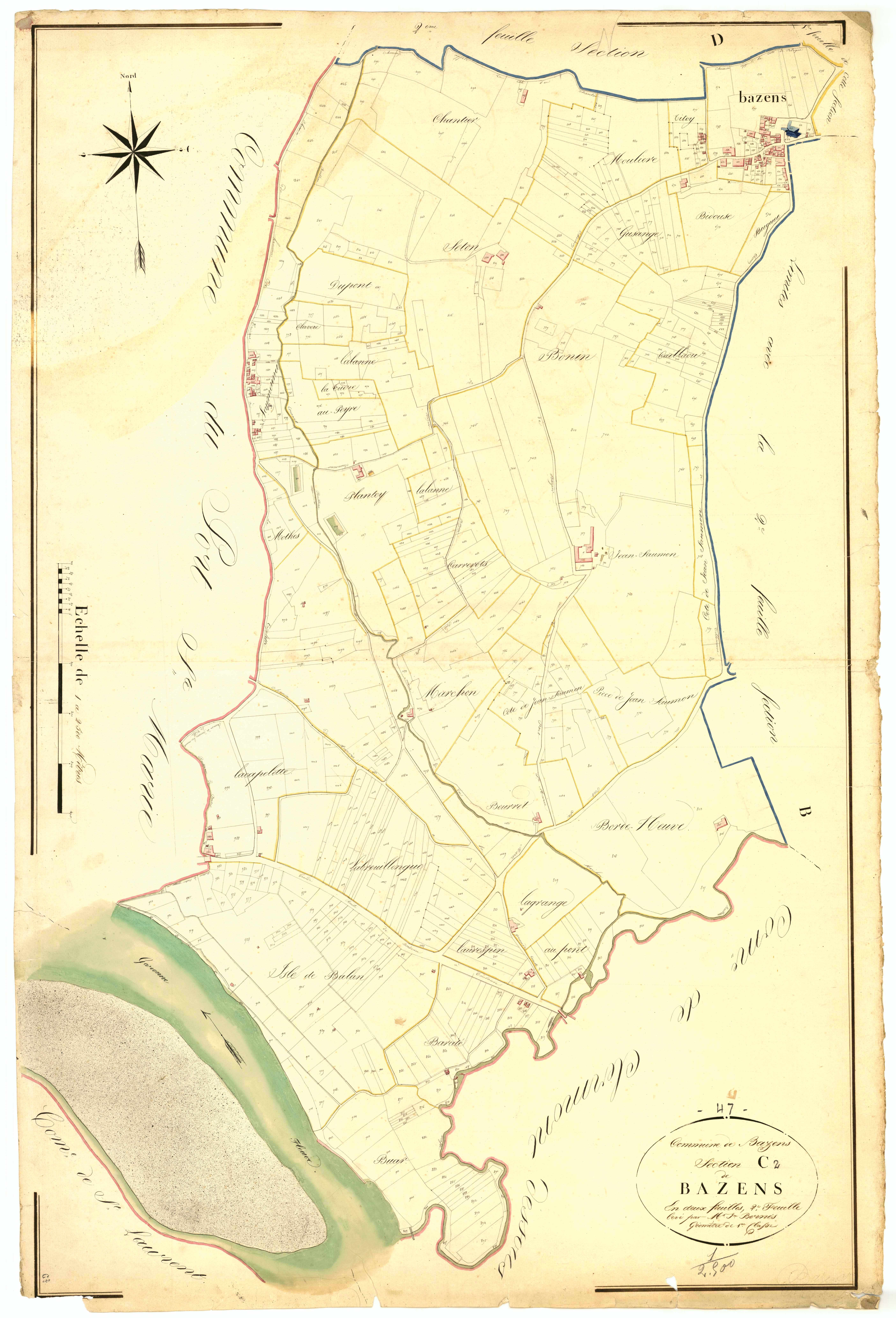 Plan napoléonien, atlas-C2 Bazens, Bazens