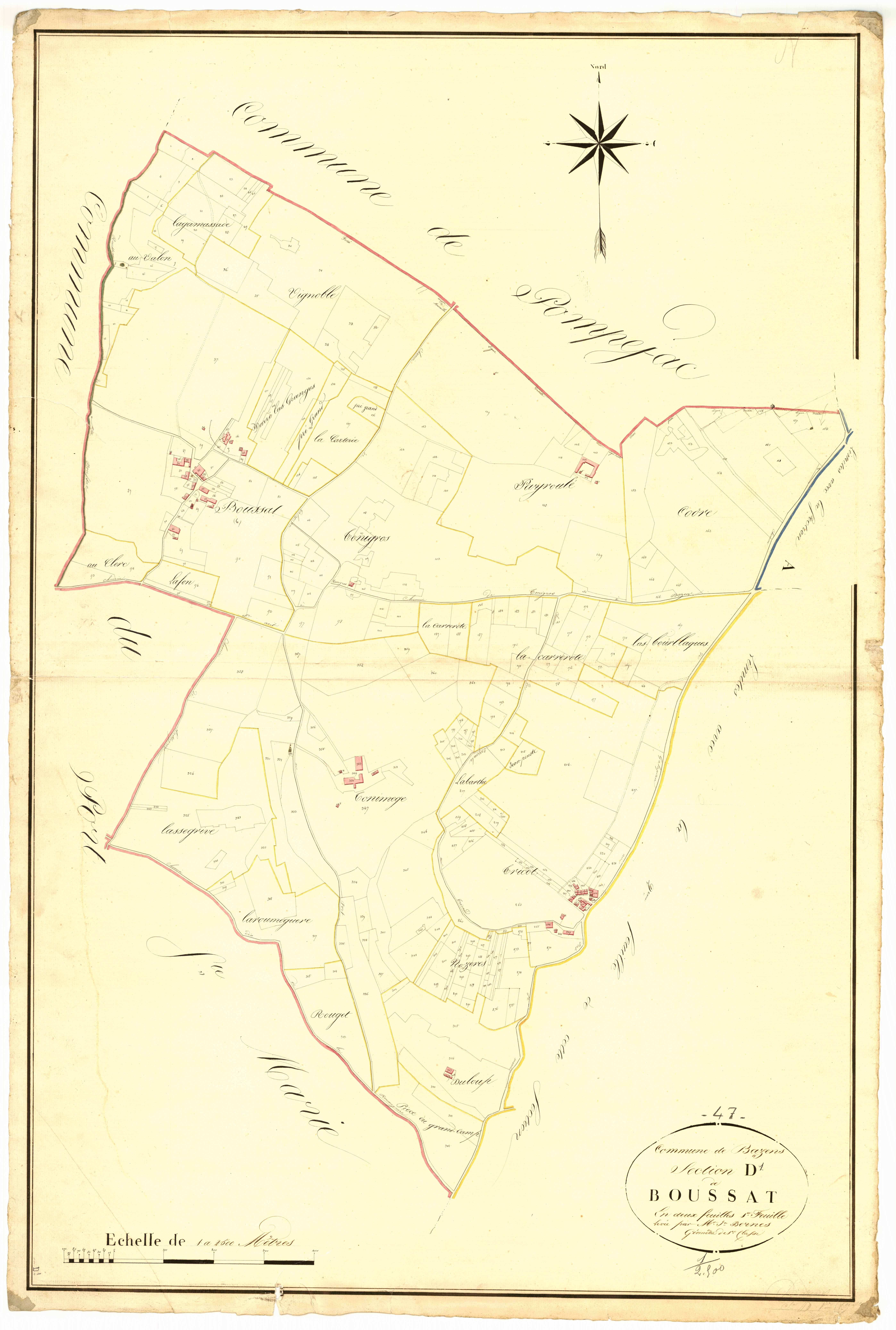 Plan napoléonien, atlas-D1 Boussat, Bazens