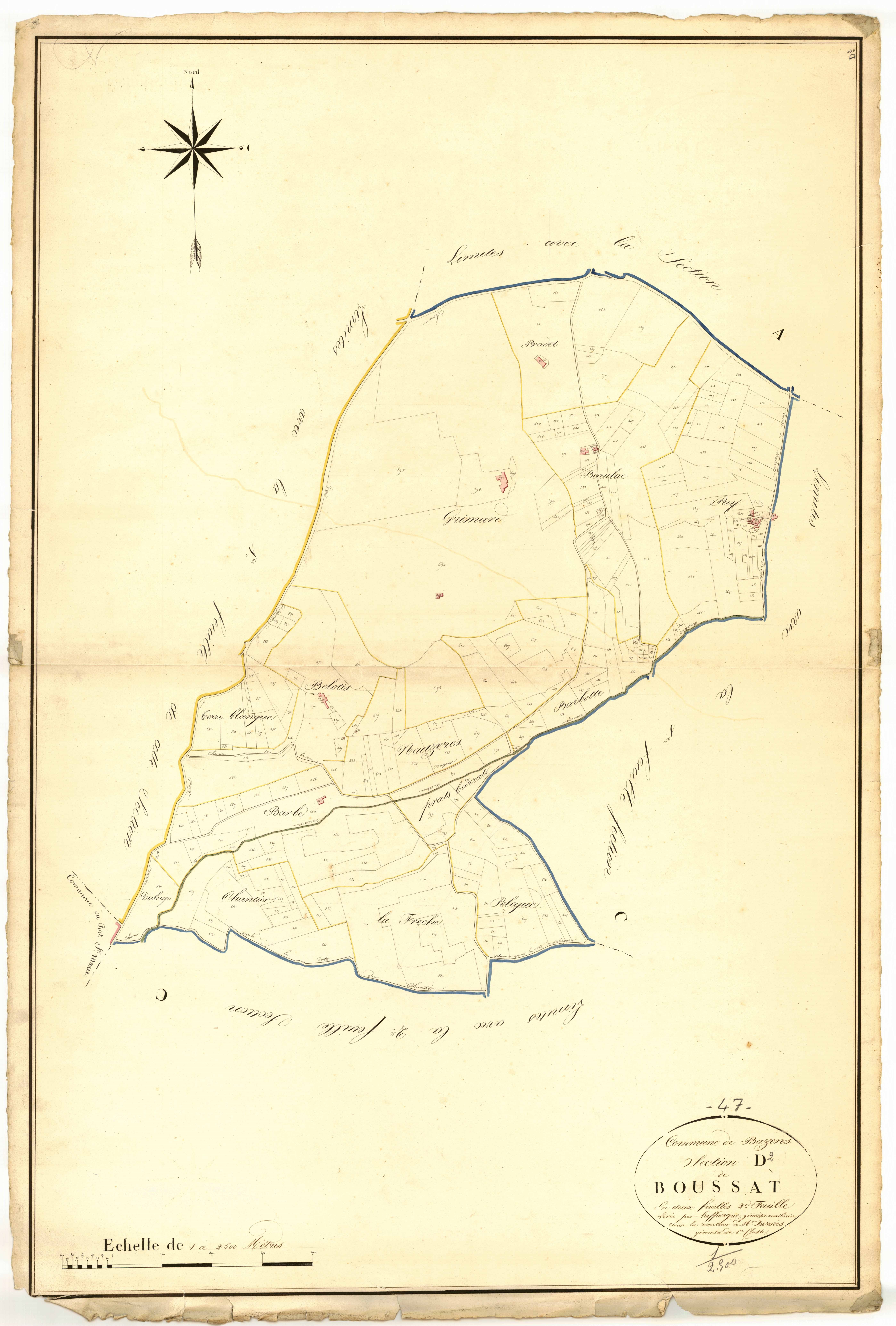 Plan napoléonien, atlas-D2 Boussat, Bazens