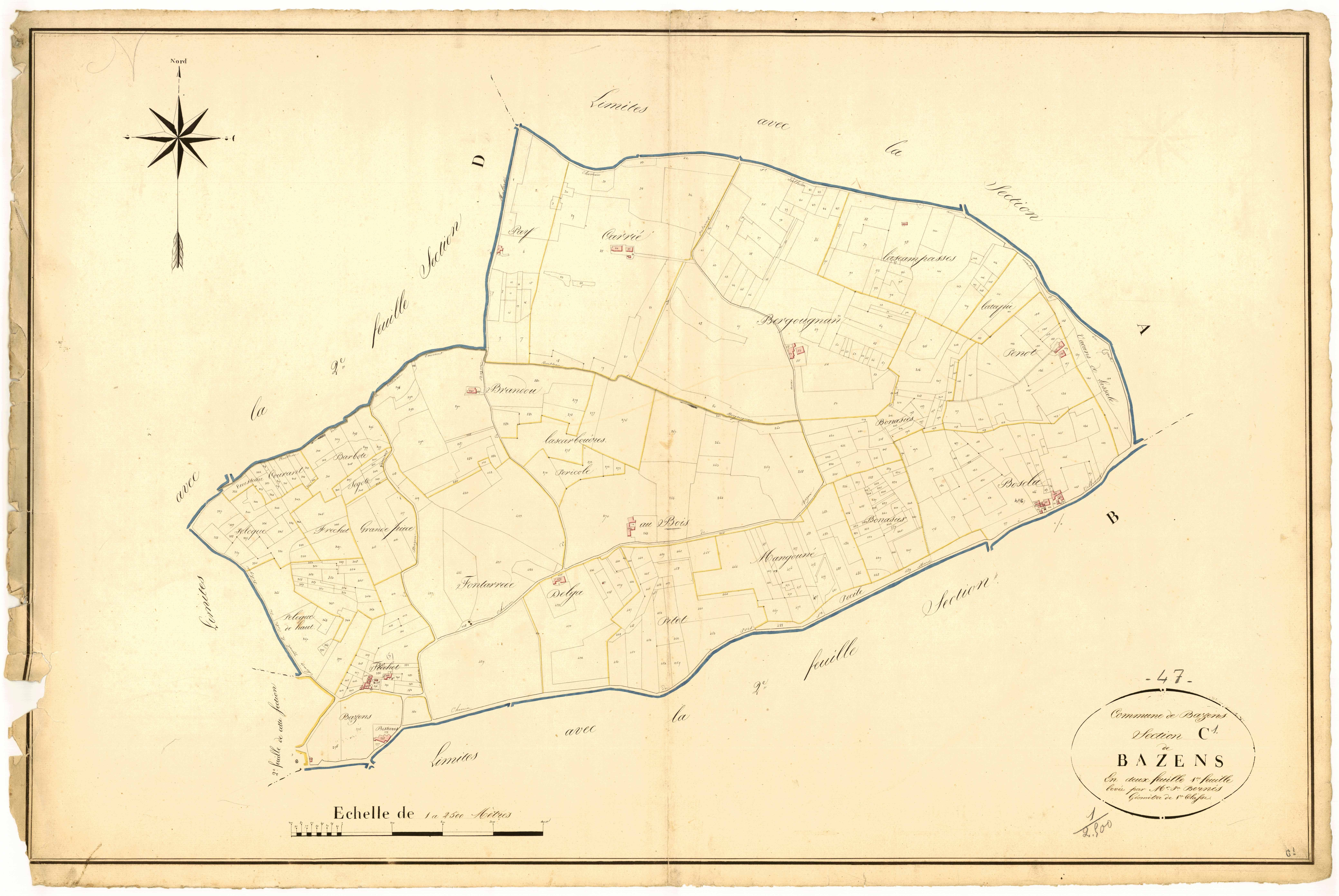 Plan napoléonien, atlas-C1 Bazens, Bazens