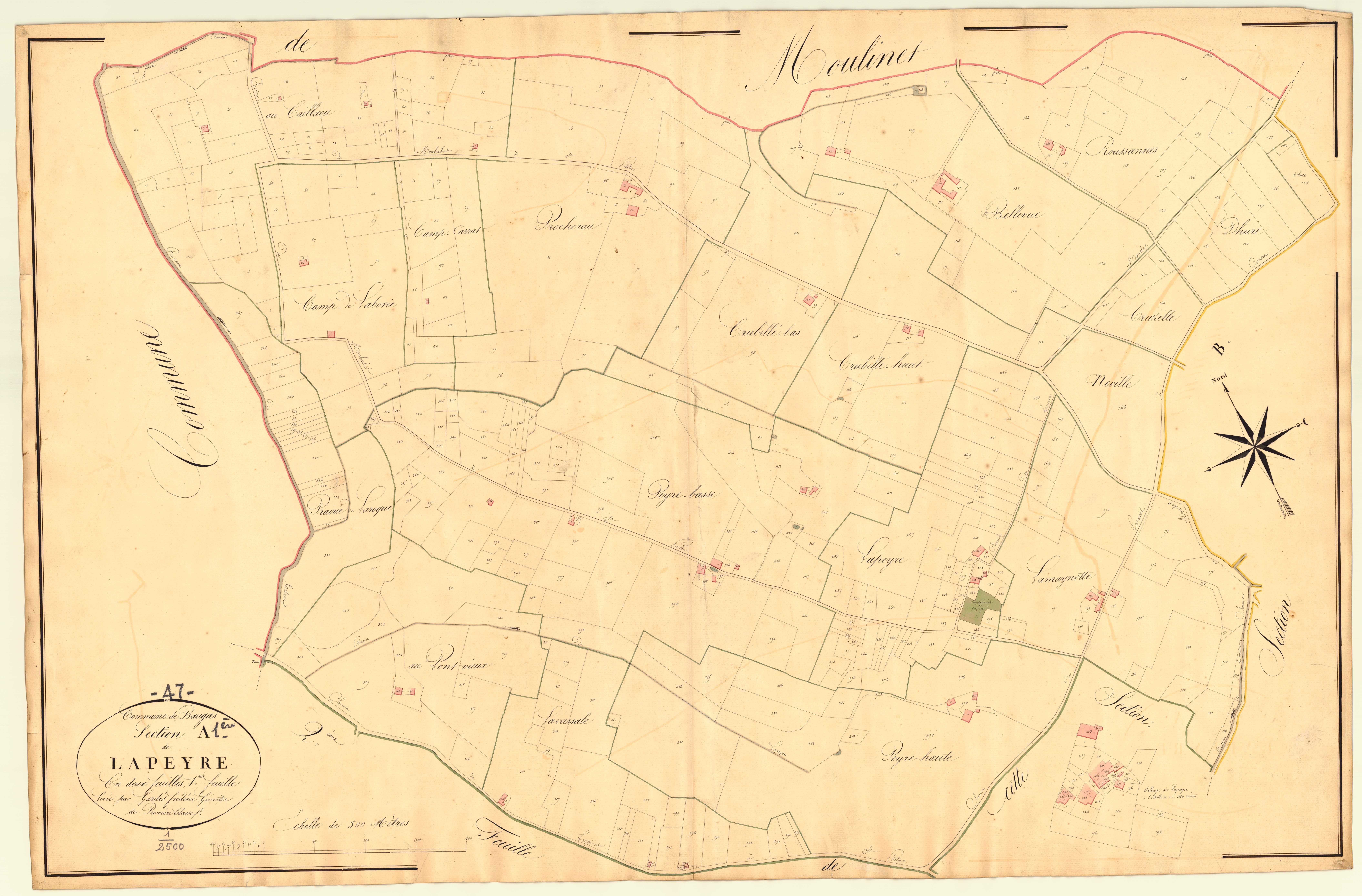 Plan napoléonien, atlas-A1 La Peyre, Beaugas