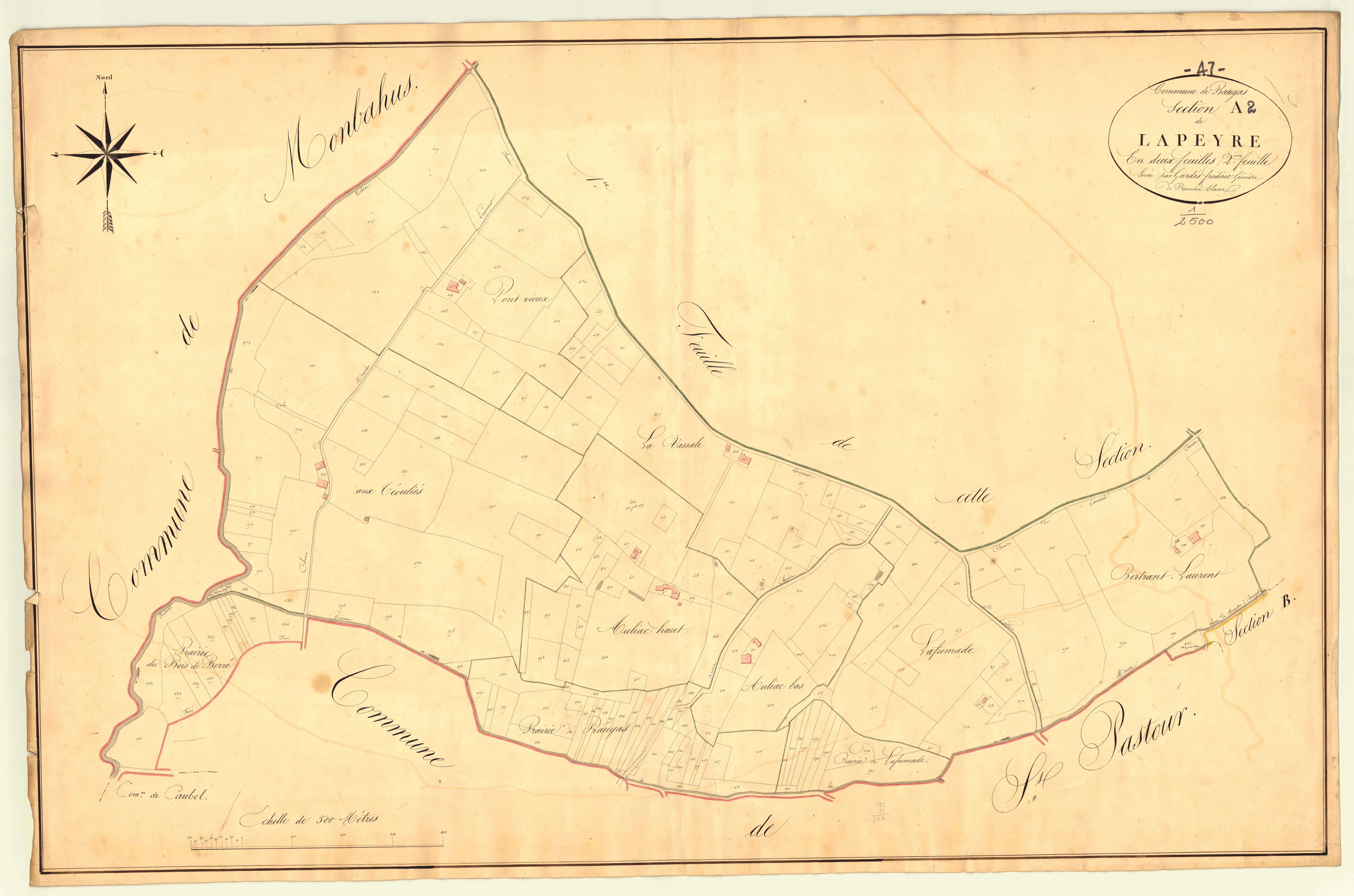 Plan napoléonien, atlas-A2 La Peyre, Beaugas