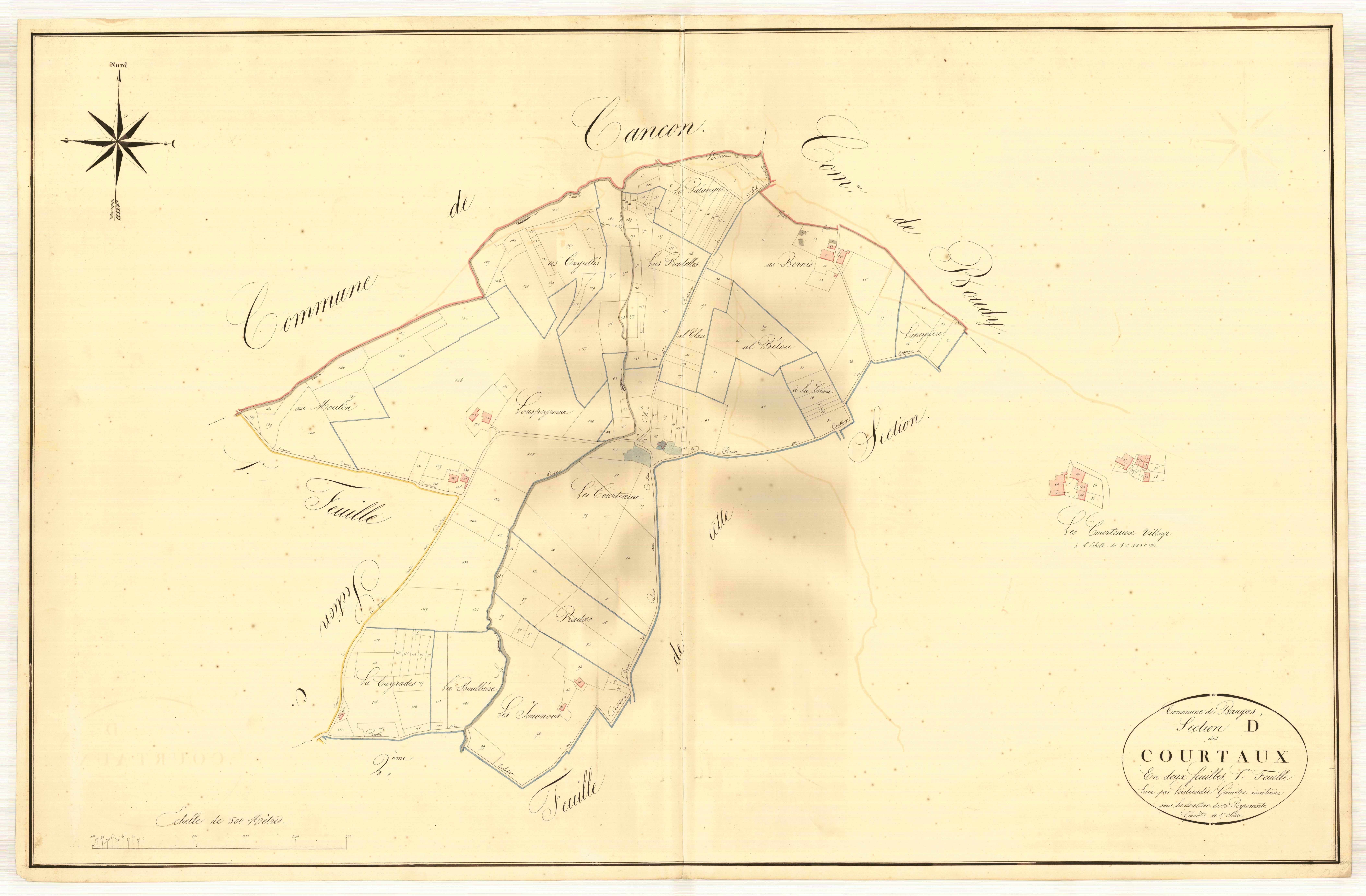 Plan napoléonien, atlas-D1 Courteaux, Beaugas