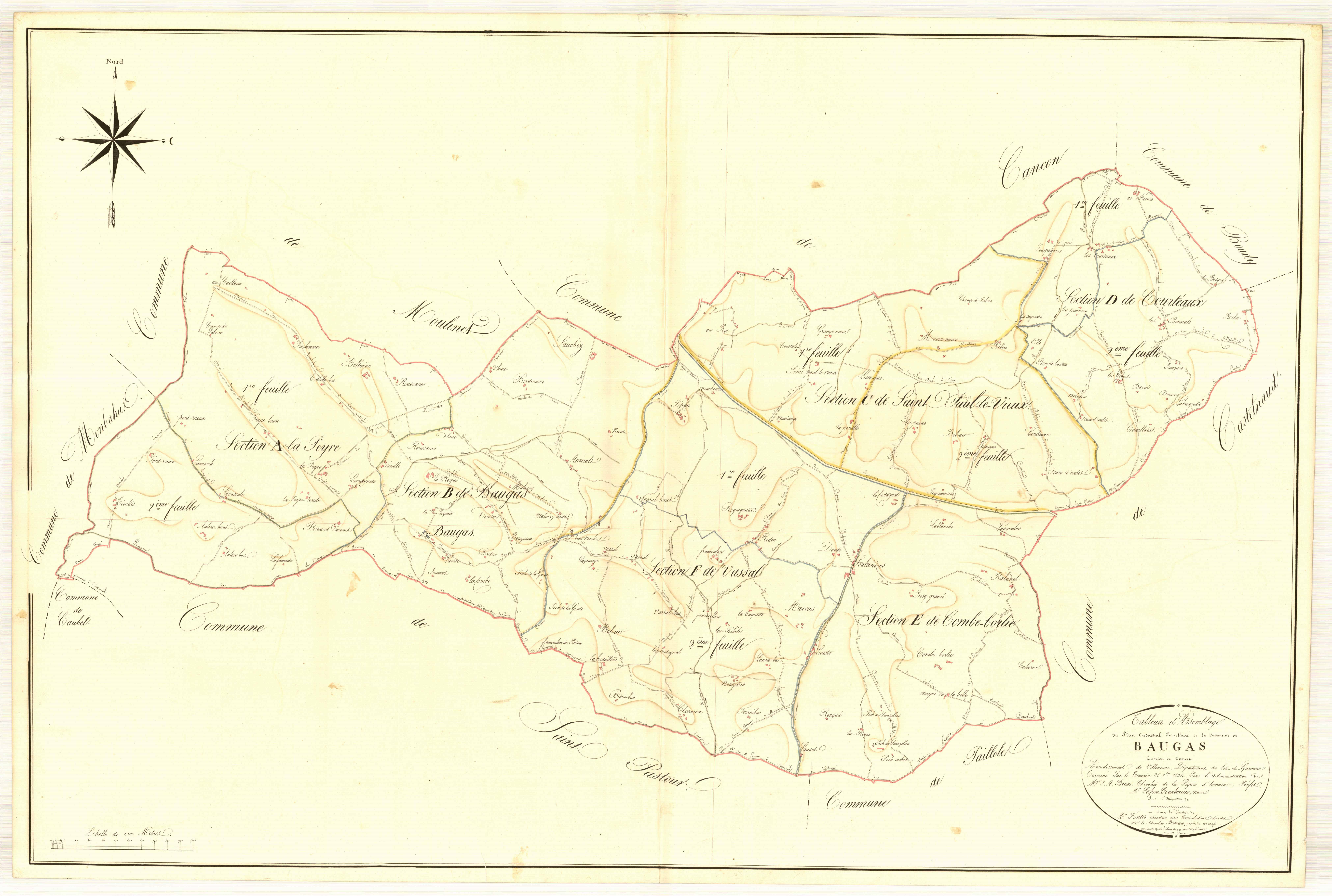 Plan napoléonien, atlas-Tableau d'assemblage, Beaugas