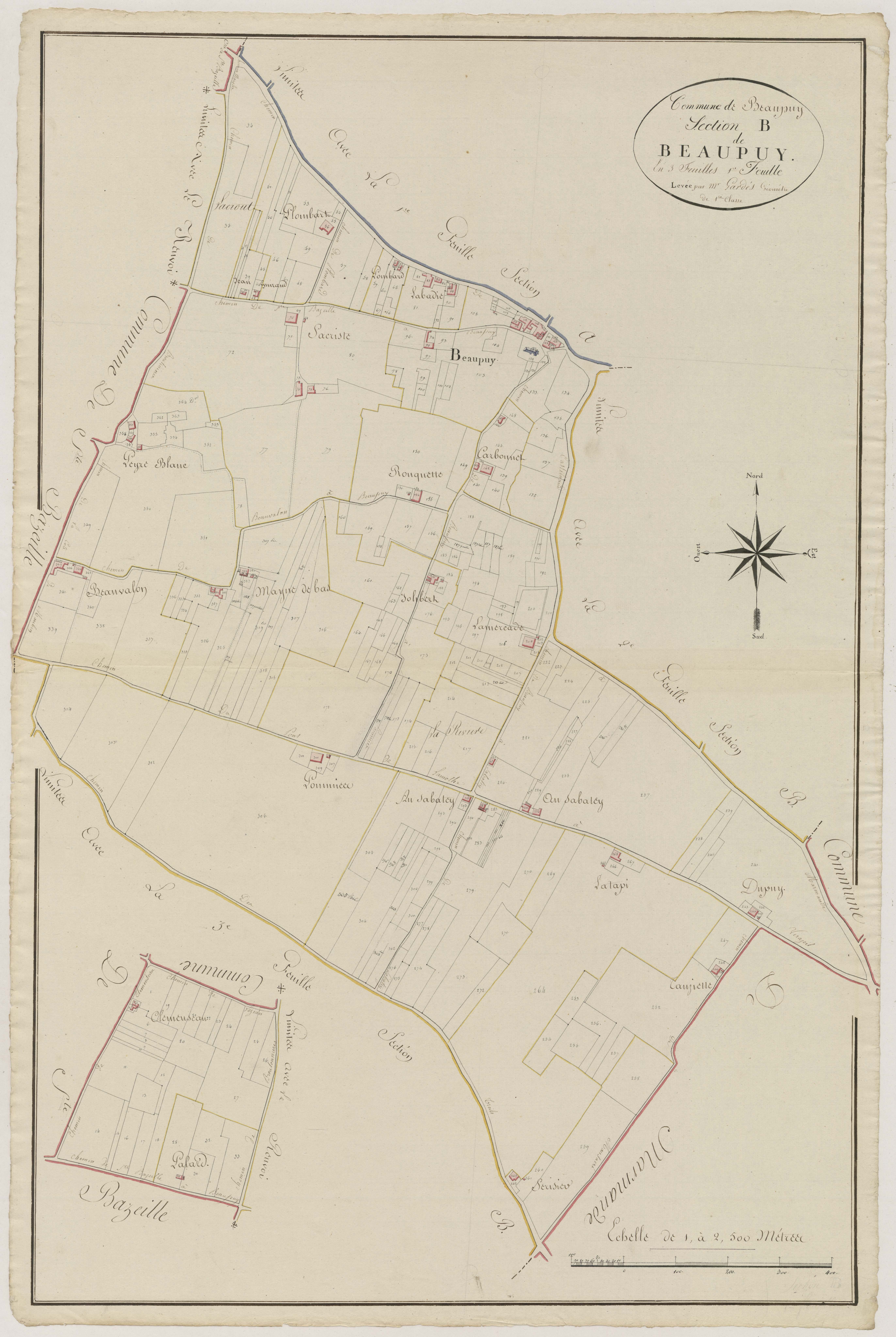 Plan primitif, atlas-B1 Beaupuy, Beaupuy
