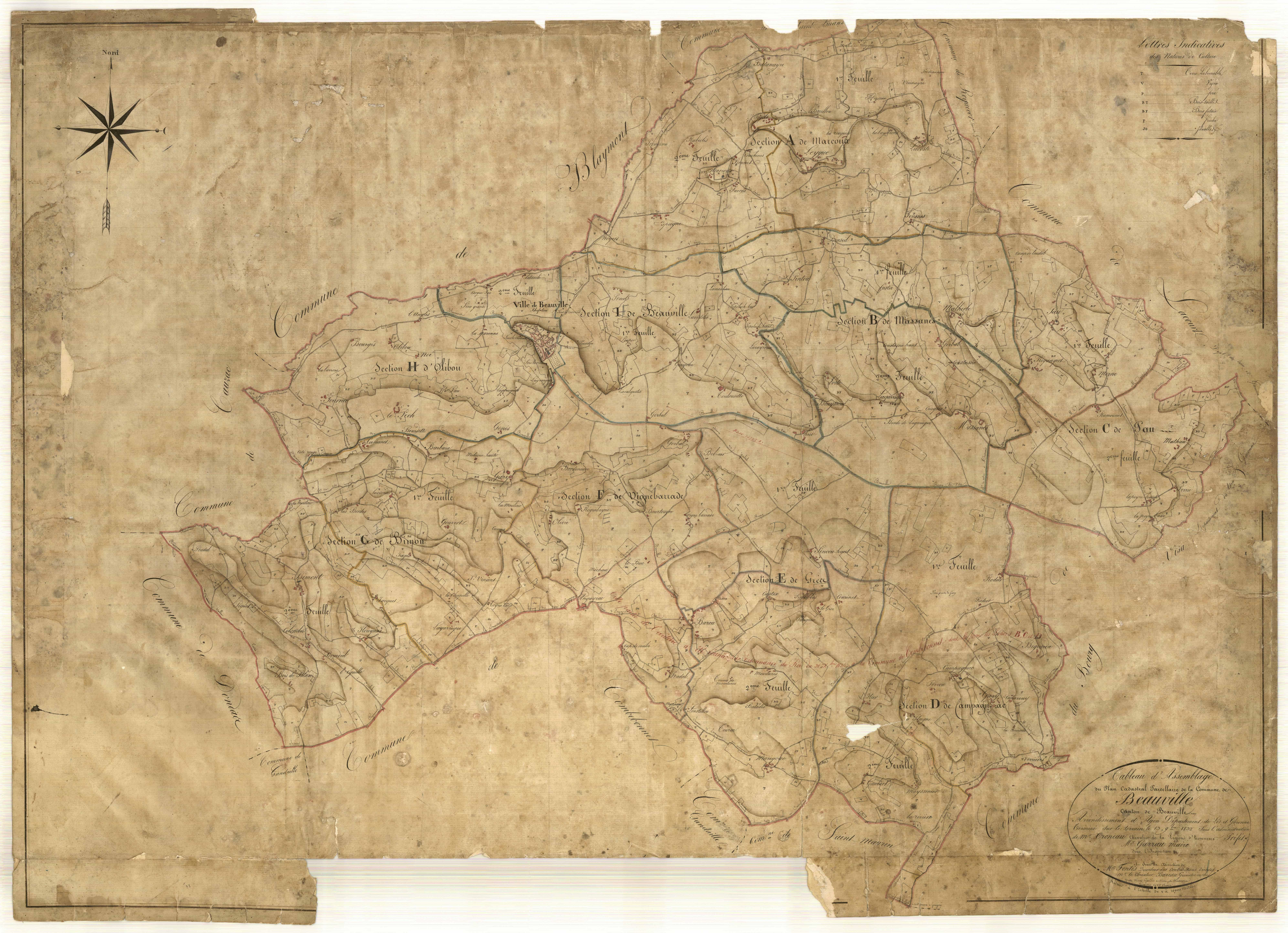Plan napoléonien, feuille préparatoire-TA, Beauville