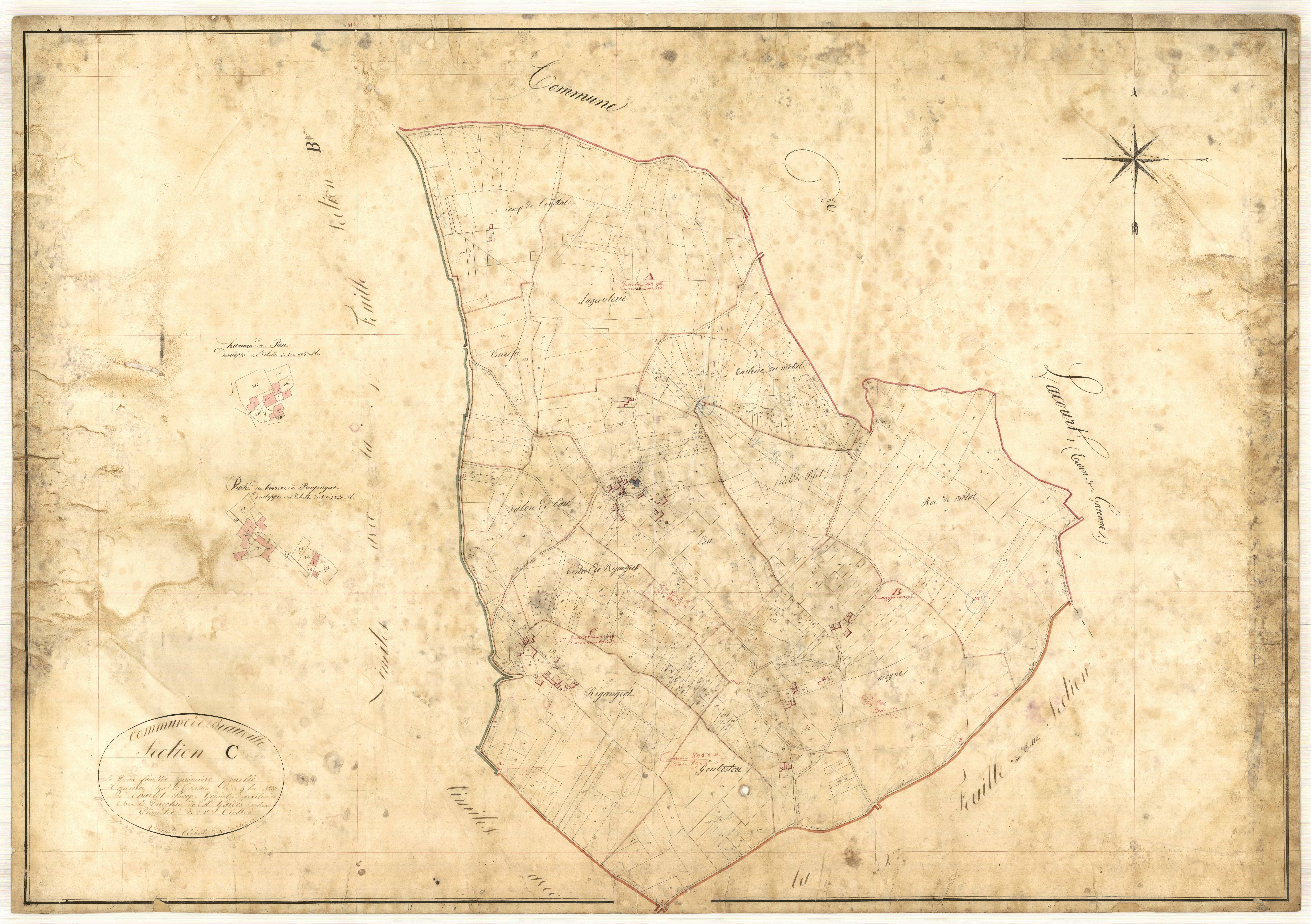 Plan napoléonien, feuille préparatoire-C1 Pau, Beauville