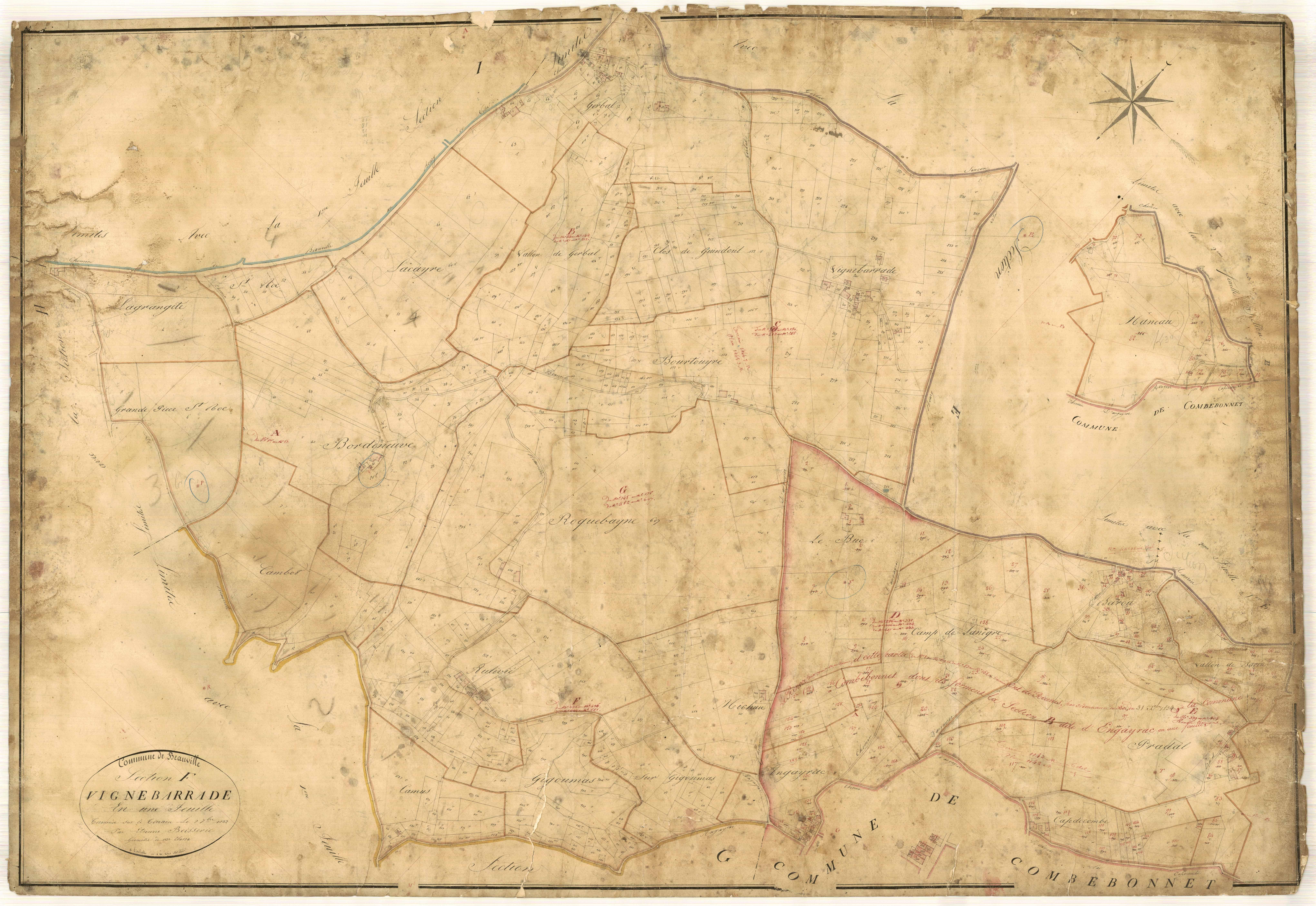 Plan napoléonien, feuille préparatoire-F Vignebarrade, Beauville