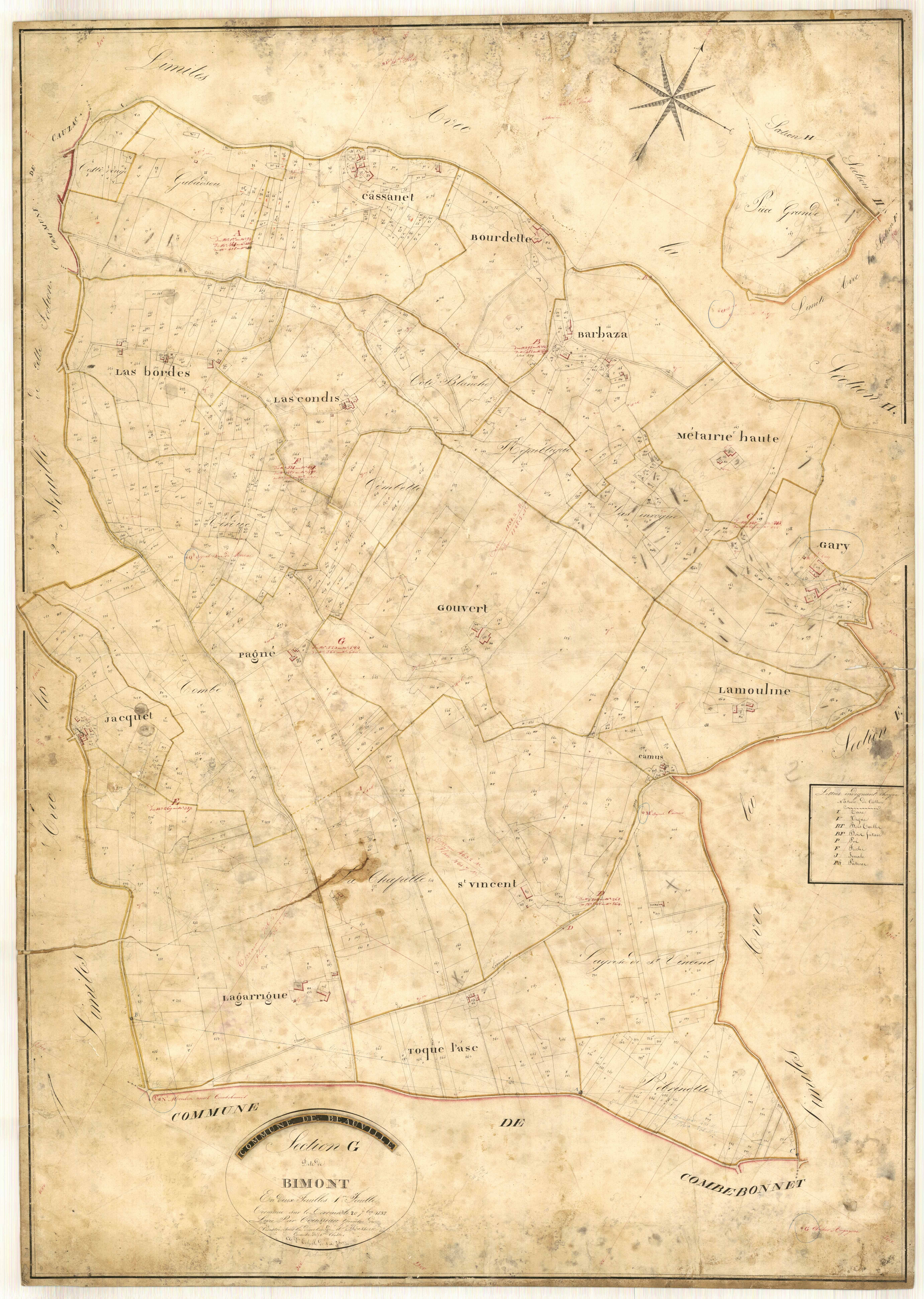 Plan napoléonien, feuille préparatoire-G1 Bimon, Beauville