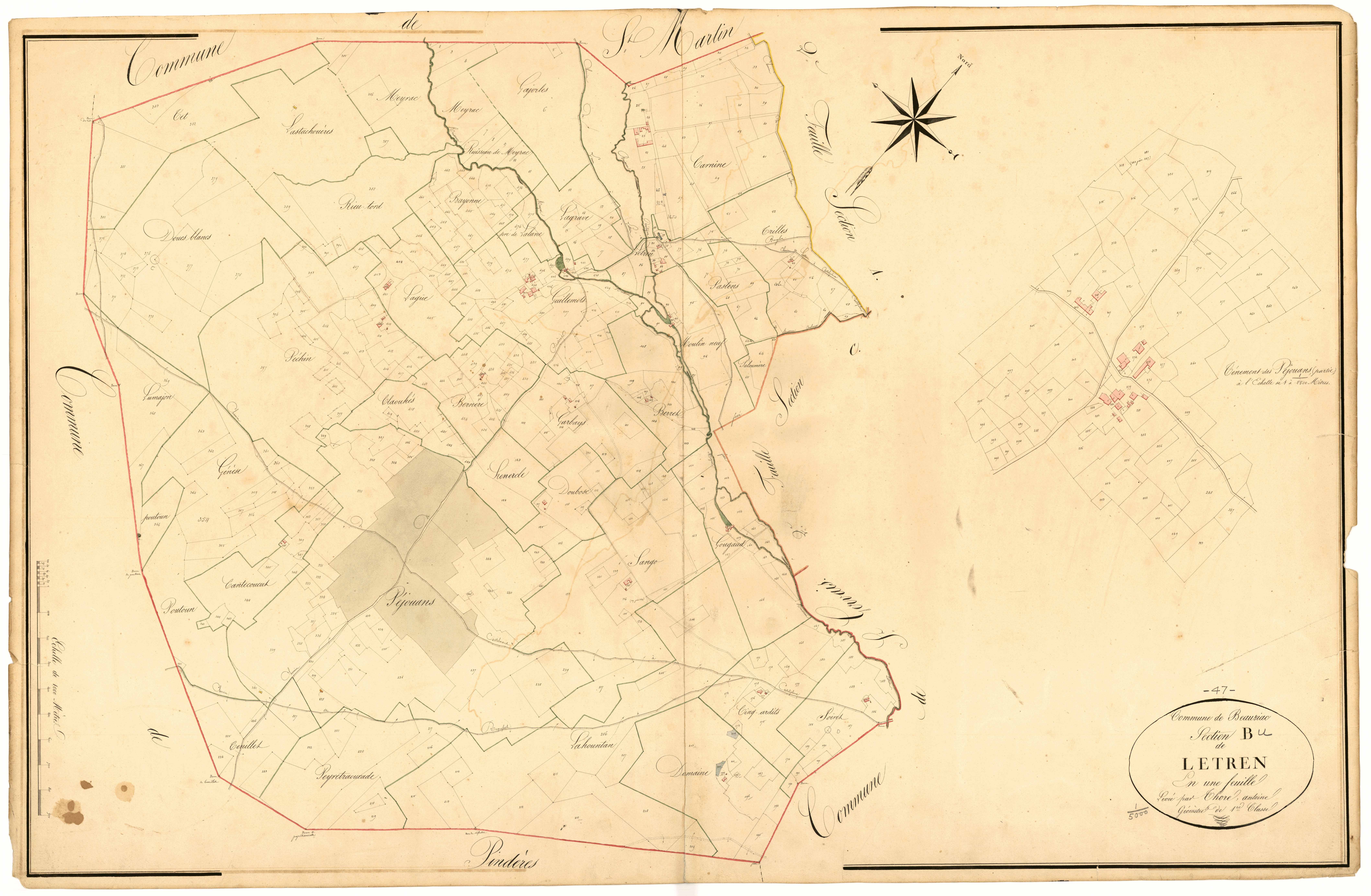 Plan napoléonien, atlas-B Le Tren, Beauziac