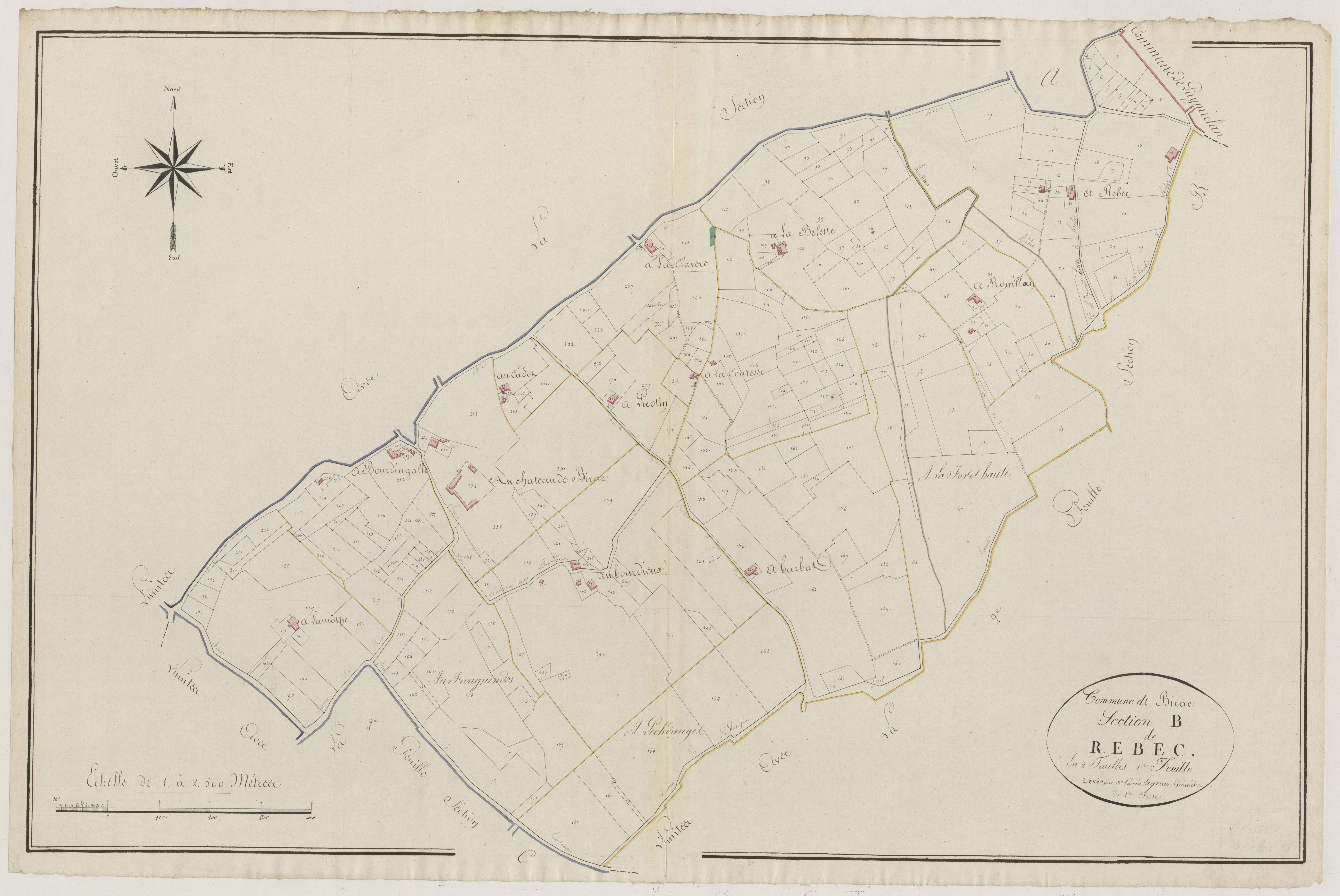 Plan primitif, atlas-B1 Rebec, Birac-sur-Trec